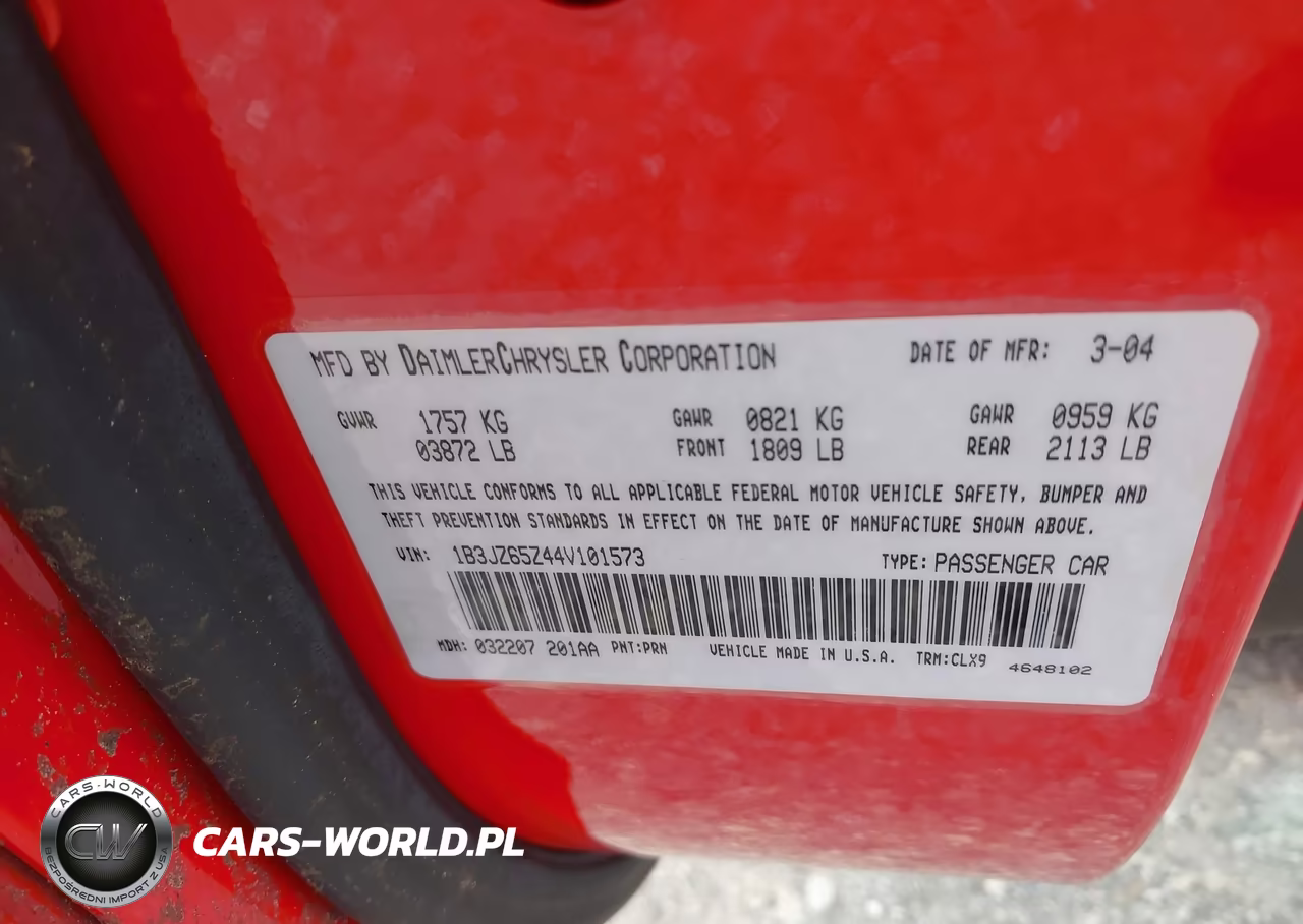 2004 Dodge Viper Srt10 VIN:1B3JZ65Z44V101573 - 9