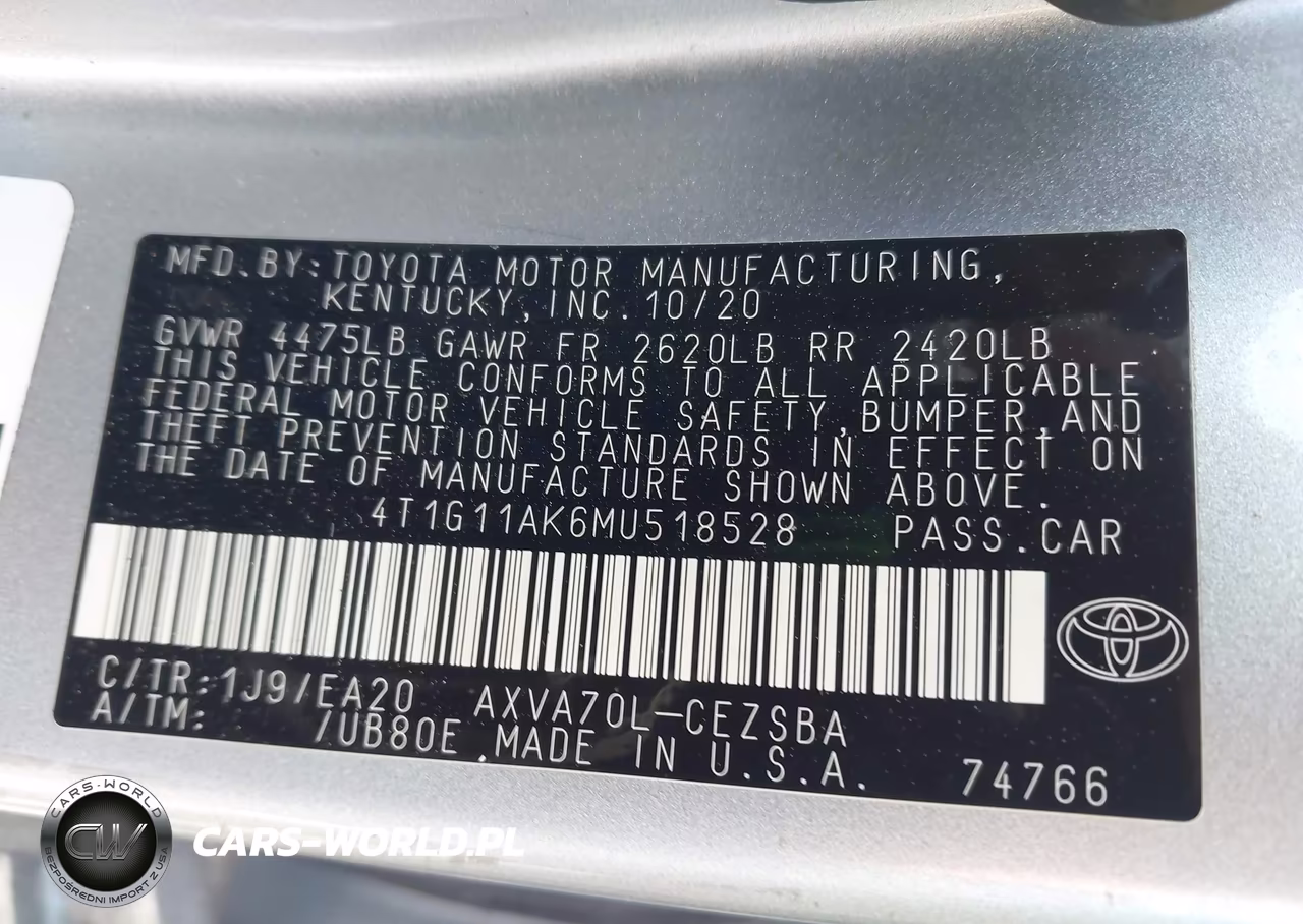 2021 Toyota Camry Se VIN:4T1G11AK6MU518528 - 9