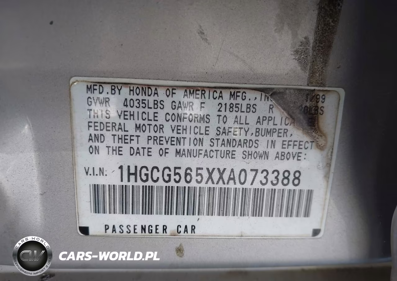 1999 Honda Accord Ex VIN:1HGCG565XXA073388 - 9