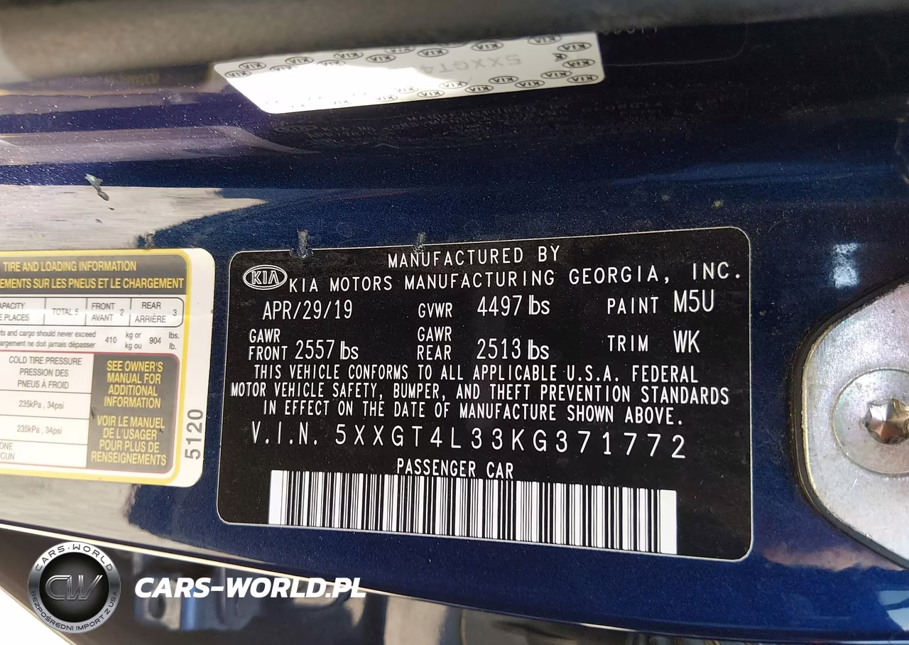 2019 Kia Optima Lx VIN:5XXGT4L33KG371772 - 9