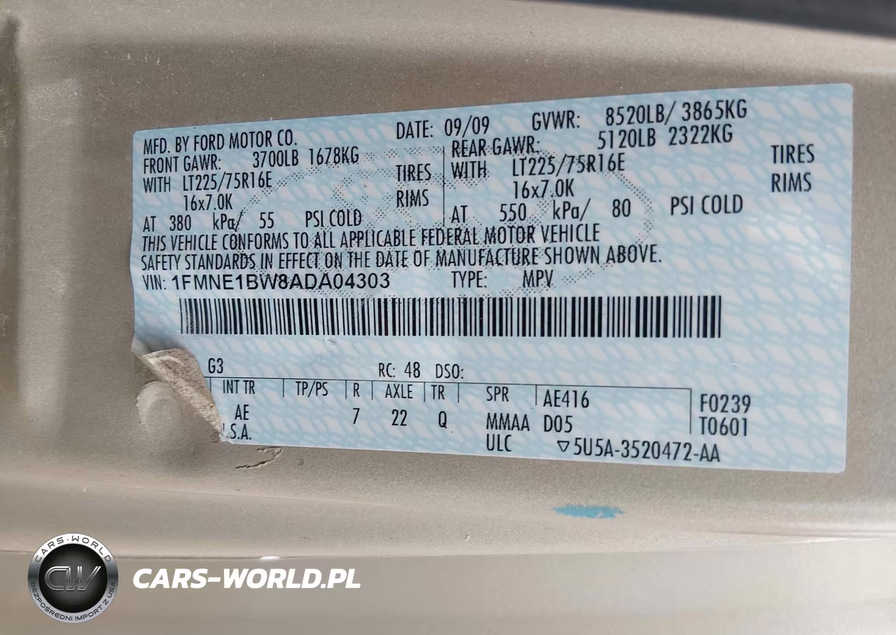 2010 Ford E-150 Xl-Xlt VIN:1FMNE1BW8ADA04303 - 9