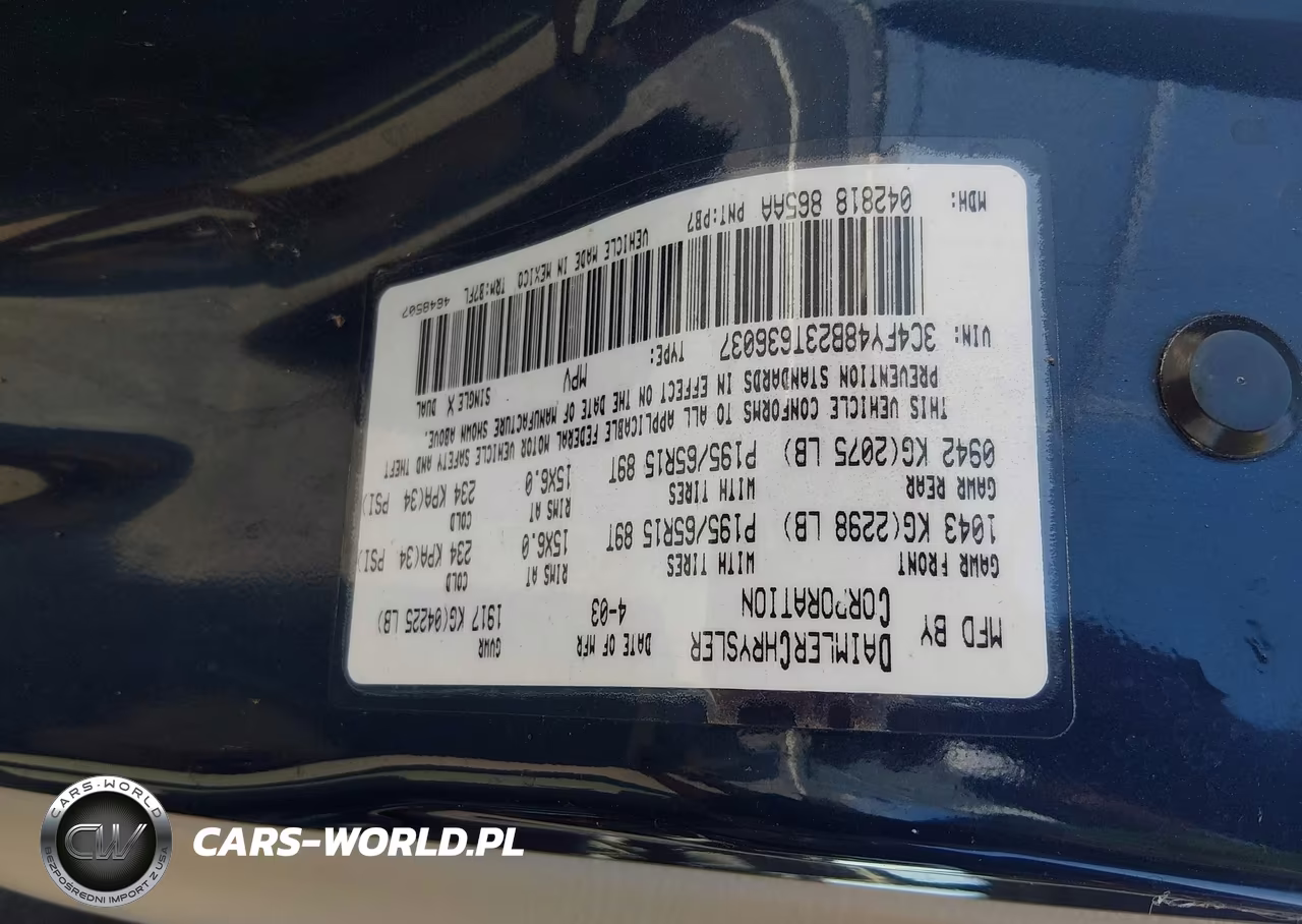 2003 Chrysler Pt Cruiser VIN:3C4FY48B23T636037 - 9
