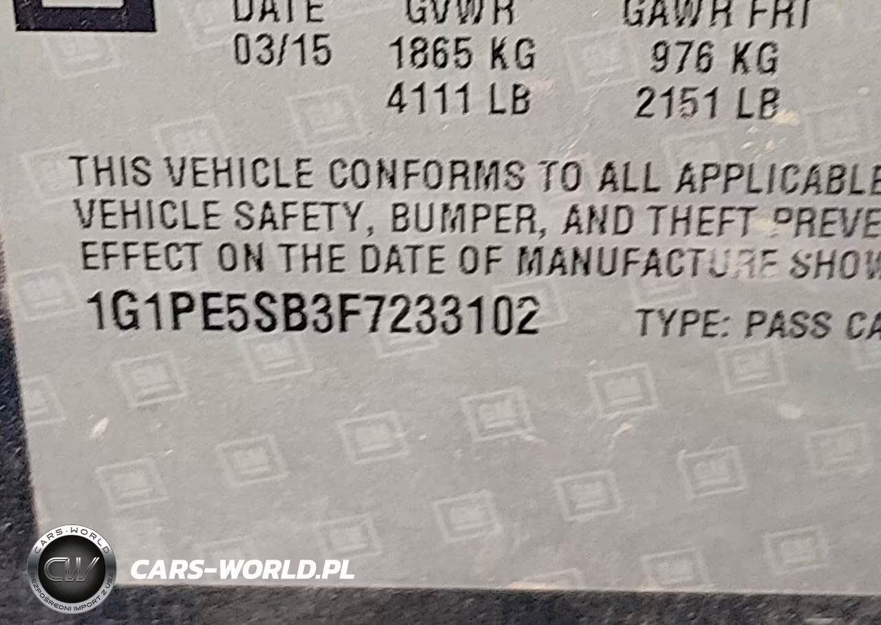2015 Chevrolet Cruze 2Lt Auto VIN:1G1PE5SB3F7233102 - 9