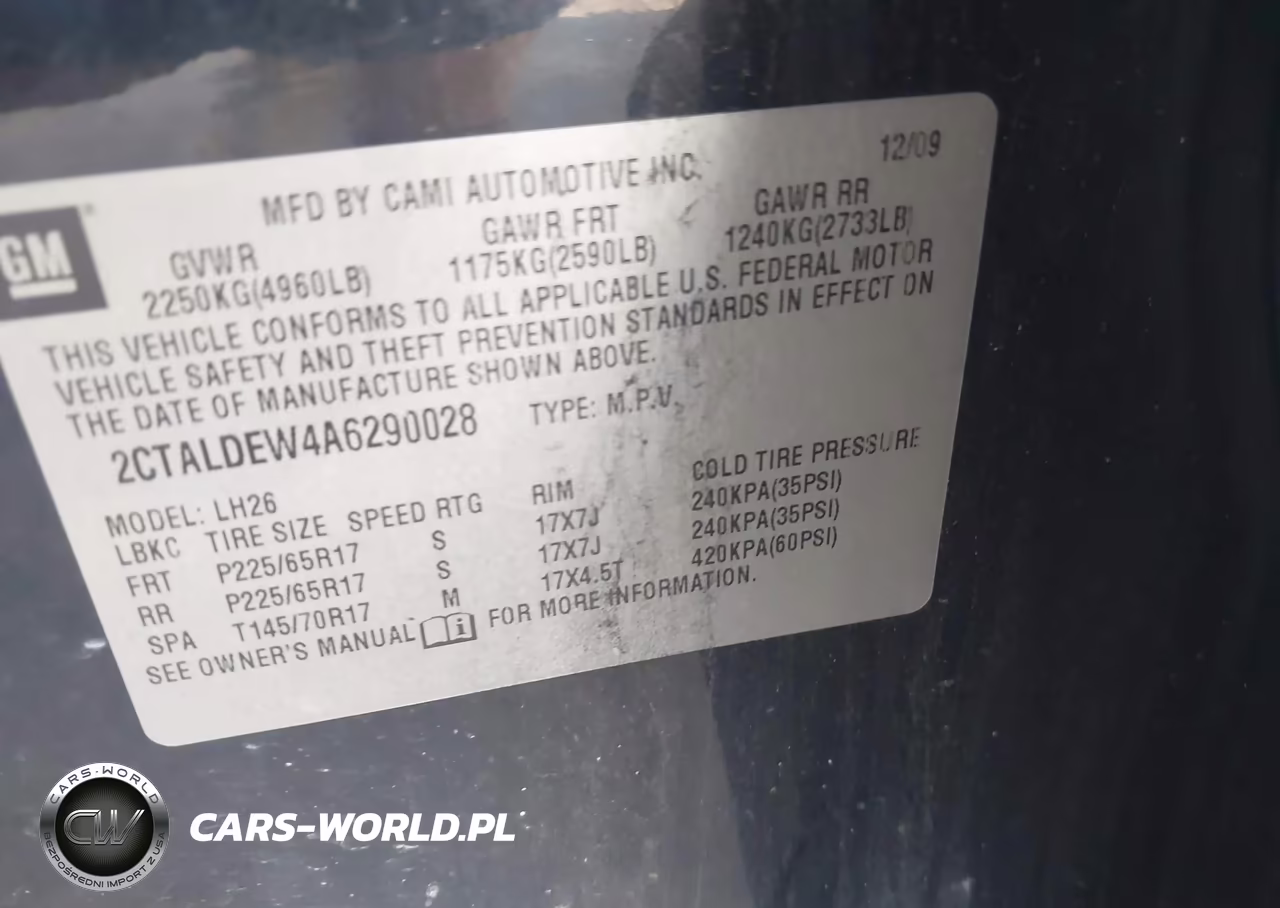 2010 GMC Terrain Sle-2 VIN:2CTALDEW4A6290028 - 9