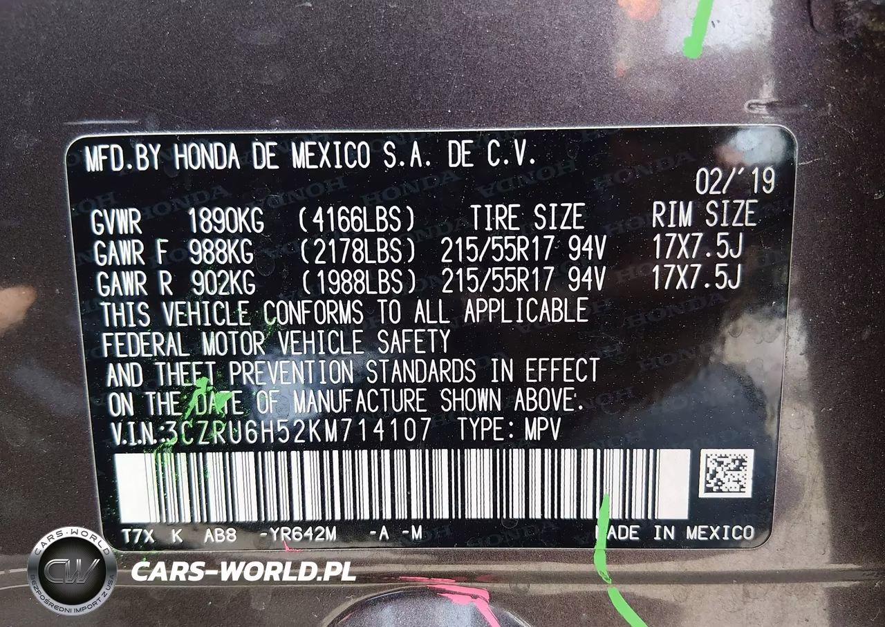 2019 Honda Hr-V Ex VIN:3CZRU6H52KM714107 - 9