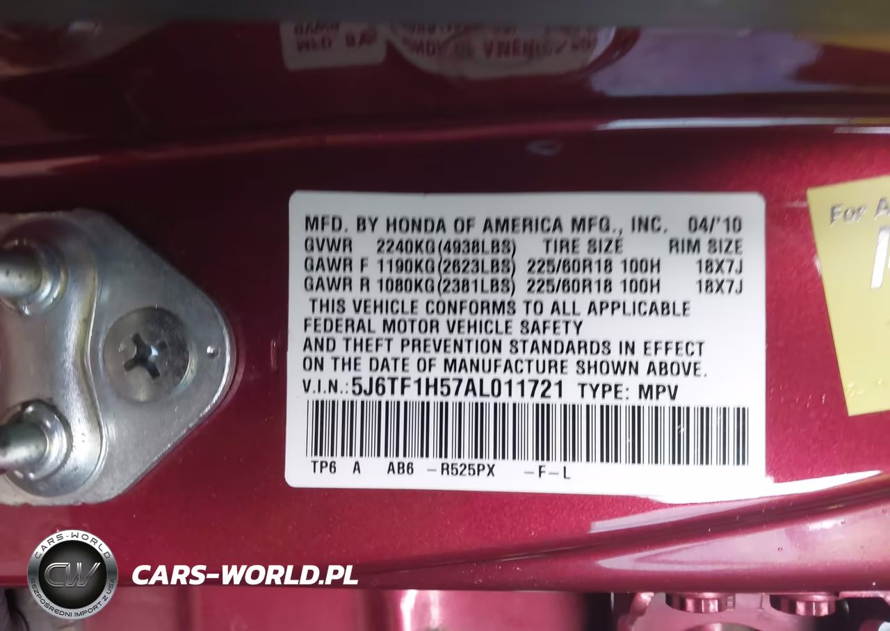 2010 Honda Accord Crosstour Ex-L VIN:5J6TF1H57AL011721 - 9