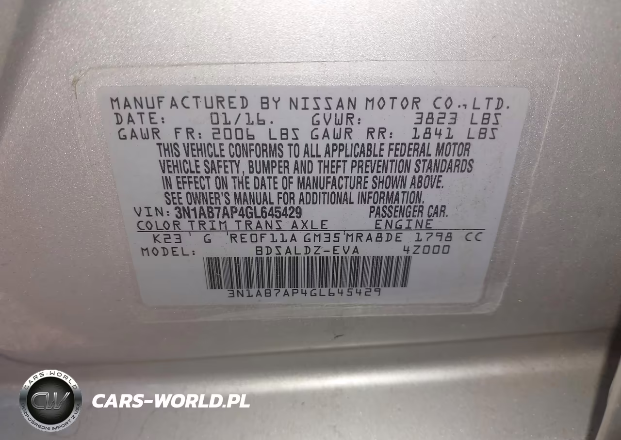 2016 Nissan Sentra Fe+ S-S-Sl-Sr-Sv VIN:3N1AB7AP4GL645429 - 9