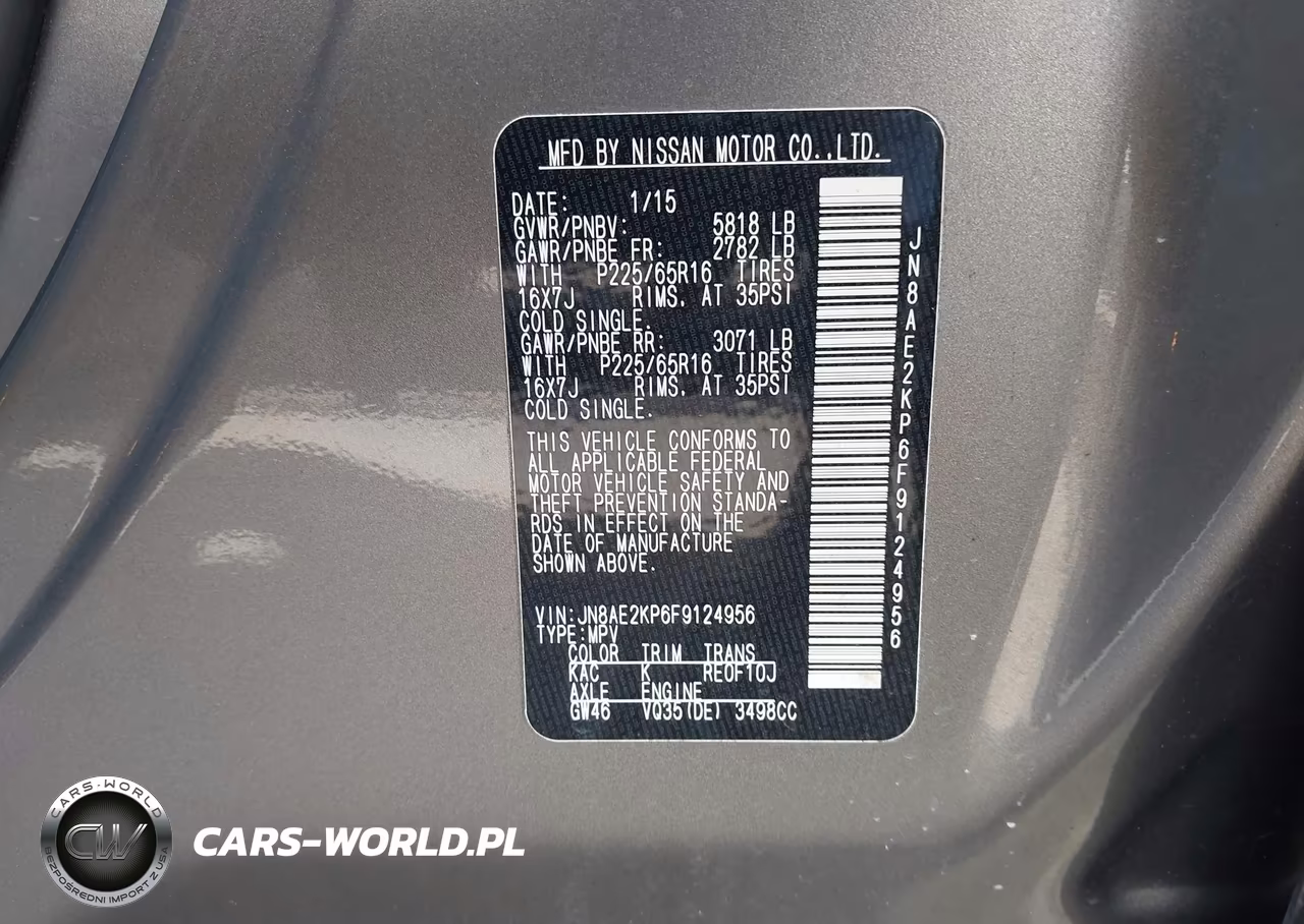 2015 Nissan Quest VIN:JN8AE2KP6F9124956 - 9