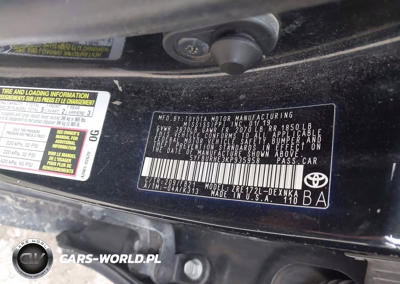 2019 Toyota Corolla Le VIN:5YFBURHE3KP935958 - 9
