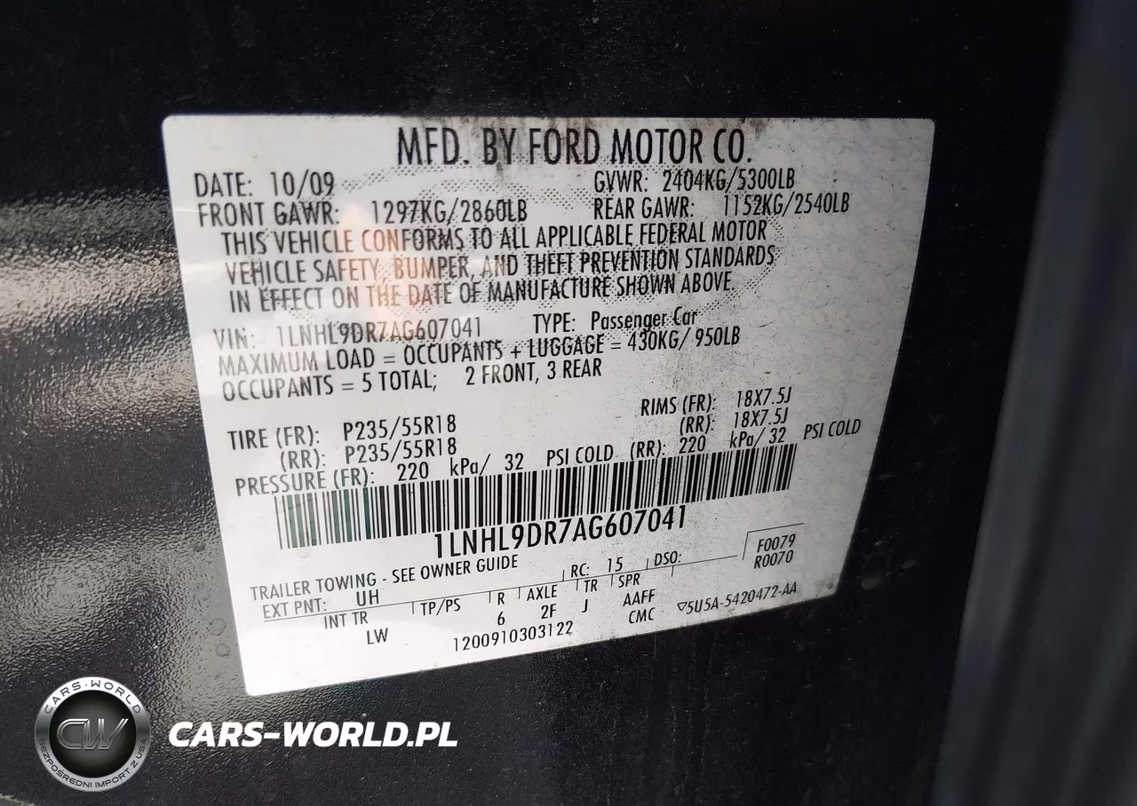 2010 Lincoln Mks VIN:1LNHL9DR7AG607041 - 9