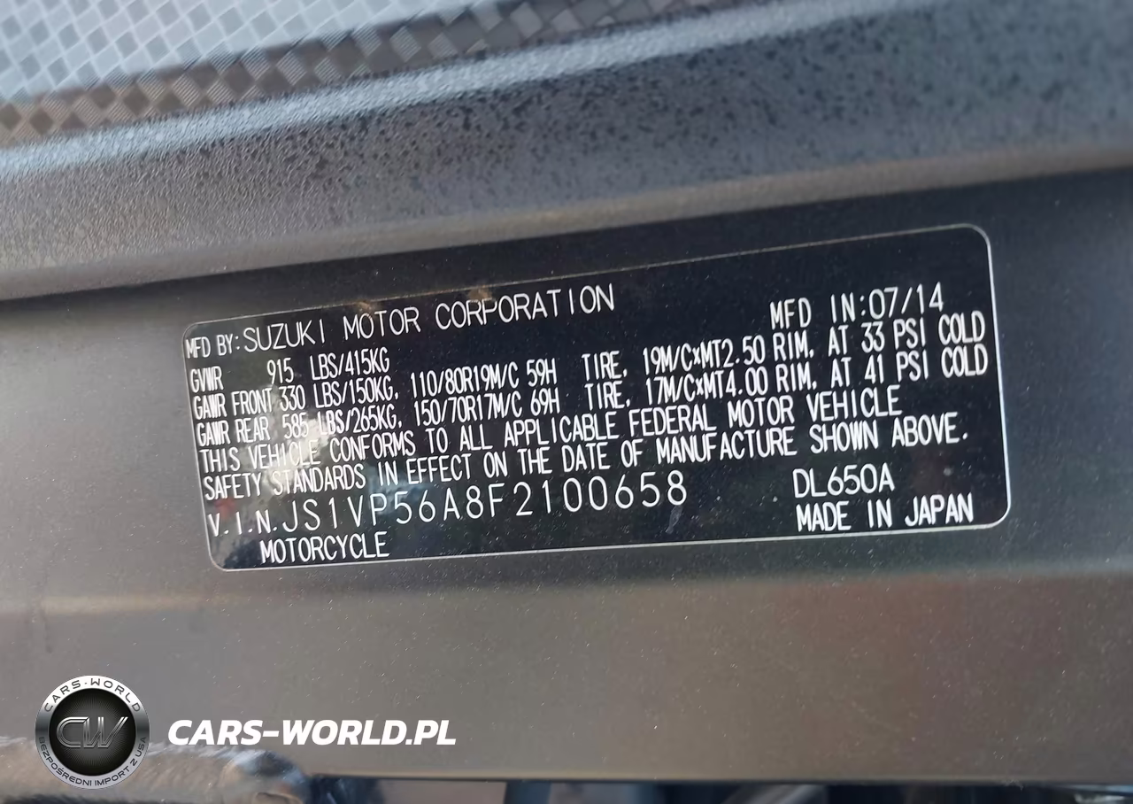 2015 Suzuki Dl650 A VIN:JS1VP56A8F2100658 - 10