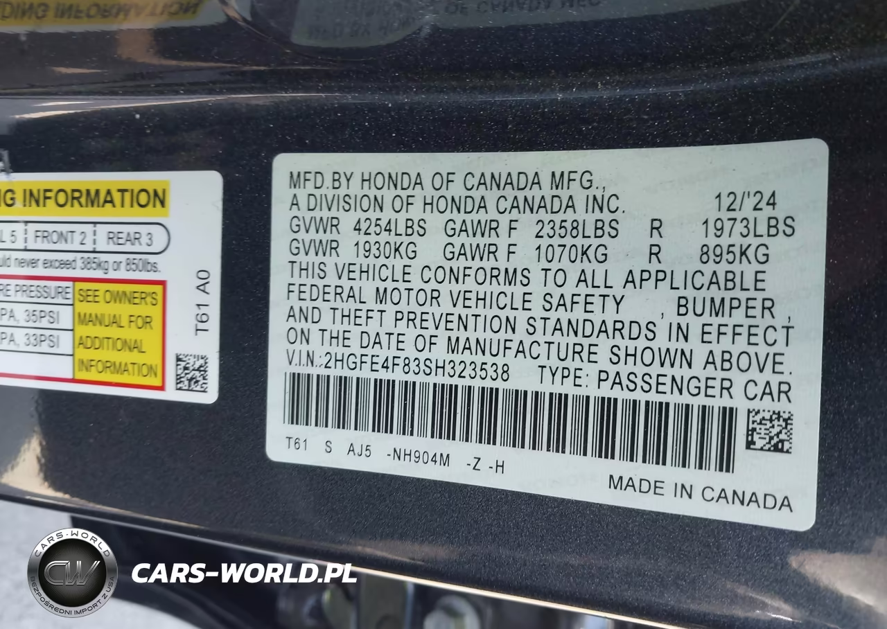 2025 Honda Civic Hybrid Sport-Sport Touring VIN:2HGFE4F83SH323538 - 9