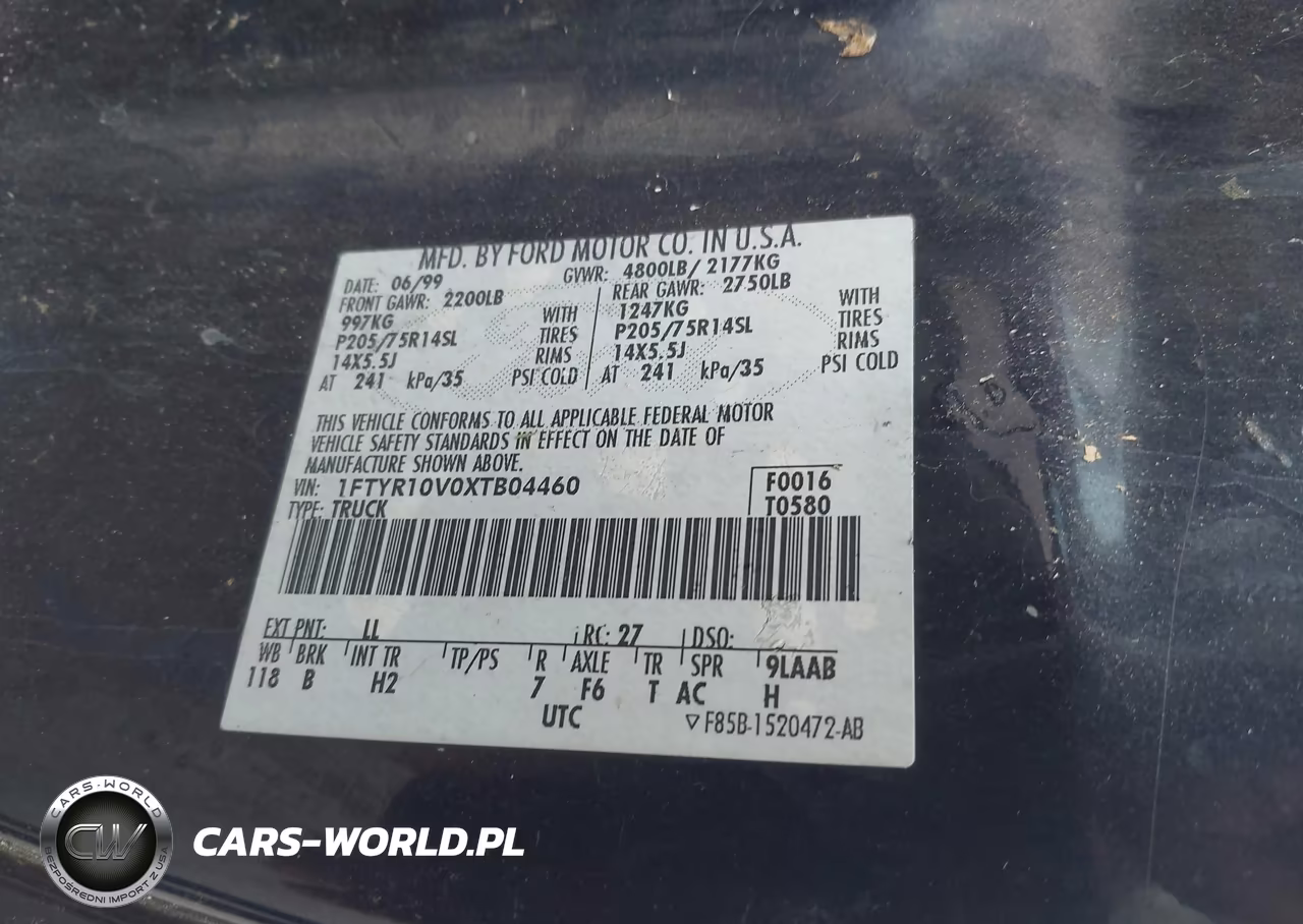 1999 Ford Ranger Xl-Xlt VIN:1FTYR10V0XTB04460 - 9