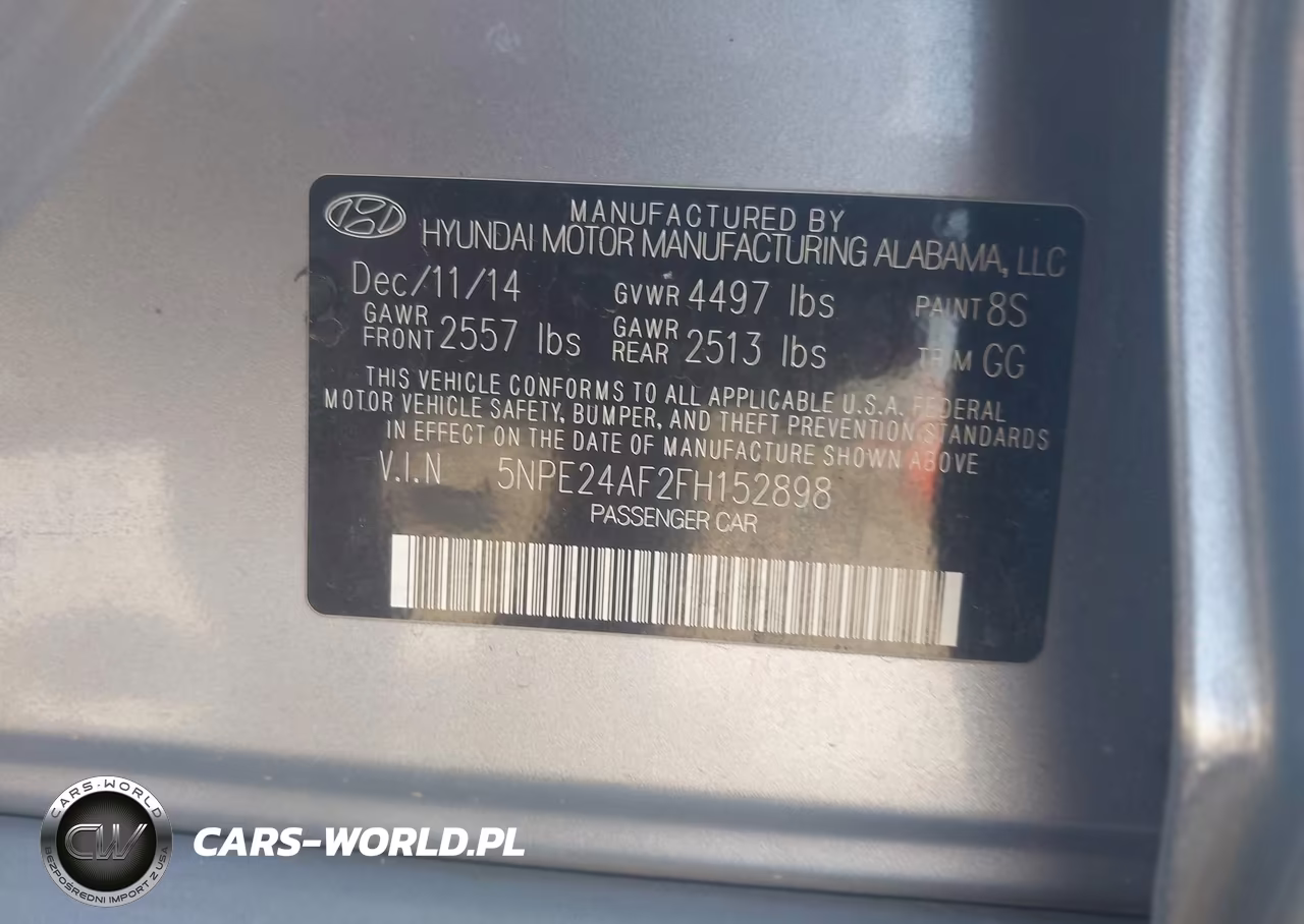 2015 Hyundai Sonata Se VIN:5NPE24AF2FH152898 - 9