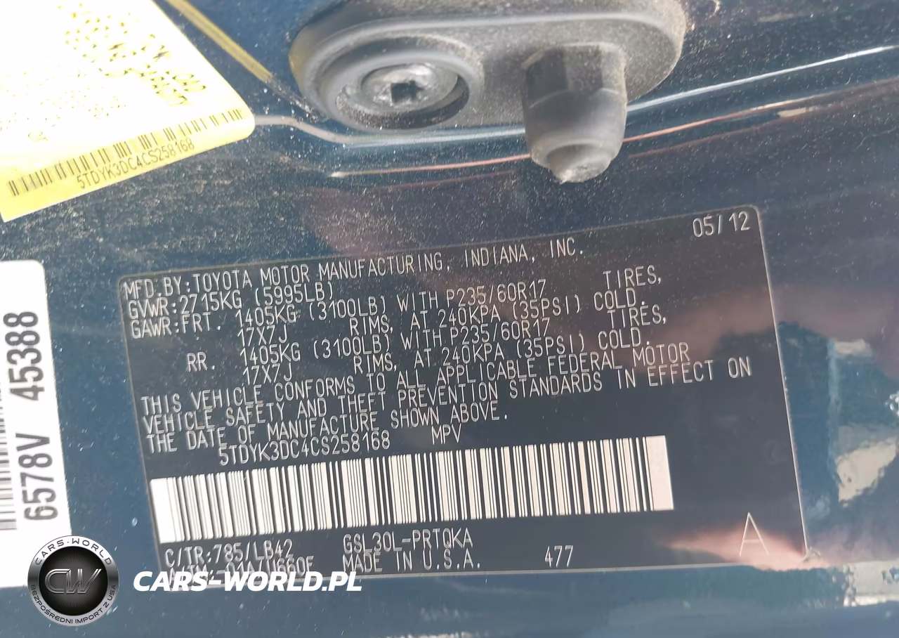 2012 Toyota Sienna Xle V6 8 Passenger VIN:5TDYK3DC4CS258168 - 9