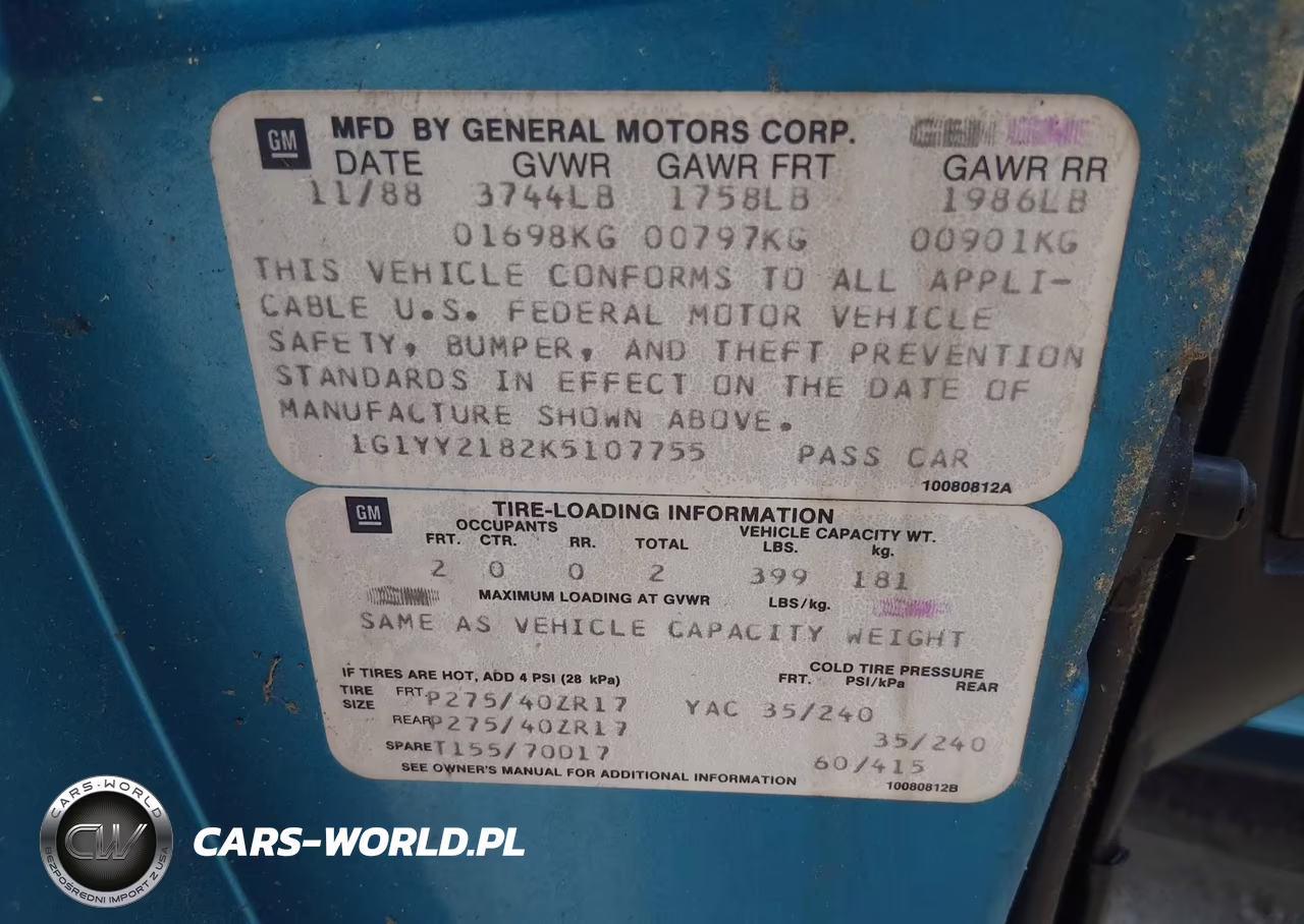 1989 Chevrolet Corvette VIN:1G1YY2182K5107755 - 9