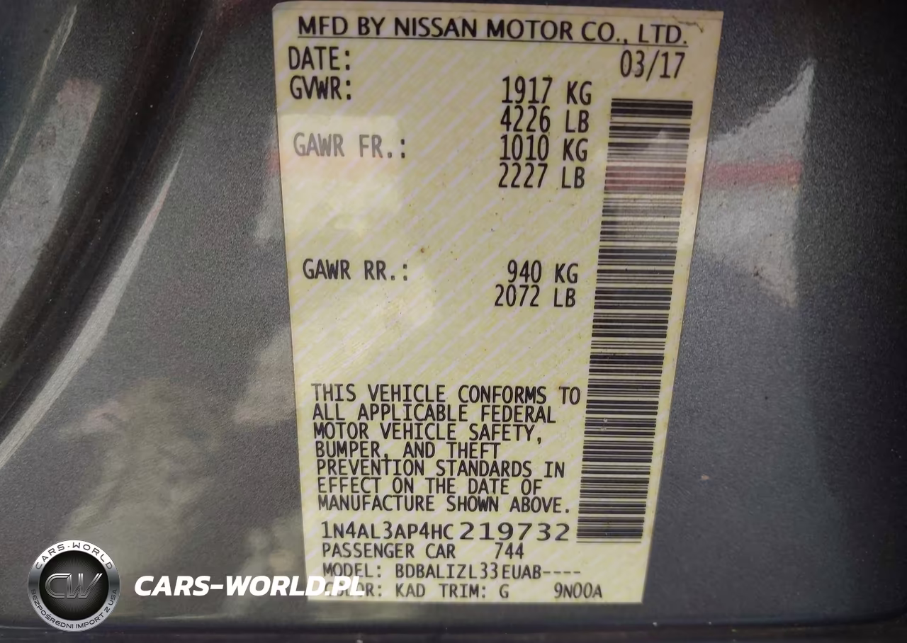 2017 Nissan Altima 2.5 Sv VIN:1N4AL3AP4HC219732 - 9