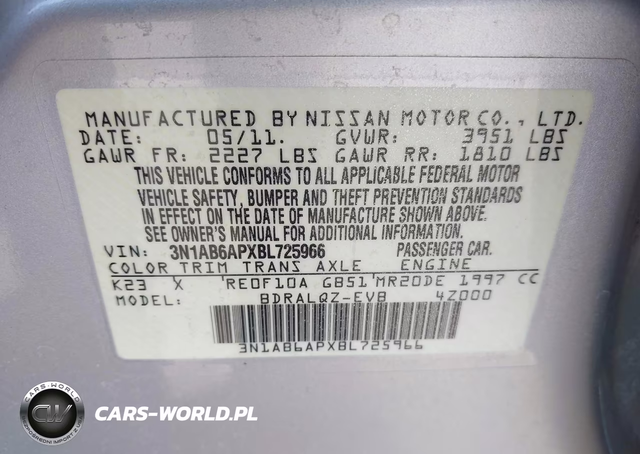 2011 Nissan Sentra 2.0 VIN:3N1AB6APXBL725966 - 9