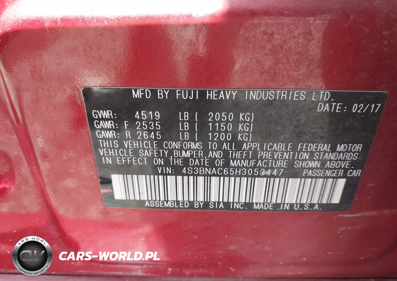 2017 Subaru Legacy 2.5I Premium VIN:4S3BNAC65H3053447 - 9