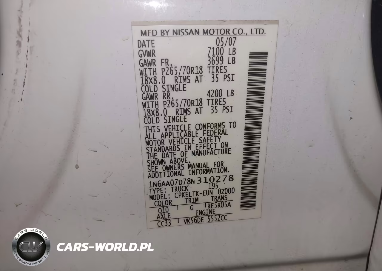 2008 Nissan Titan Se VIN:1N6AA07D78N310278 - 9