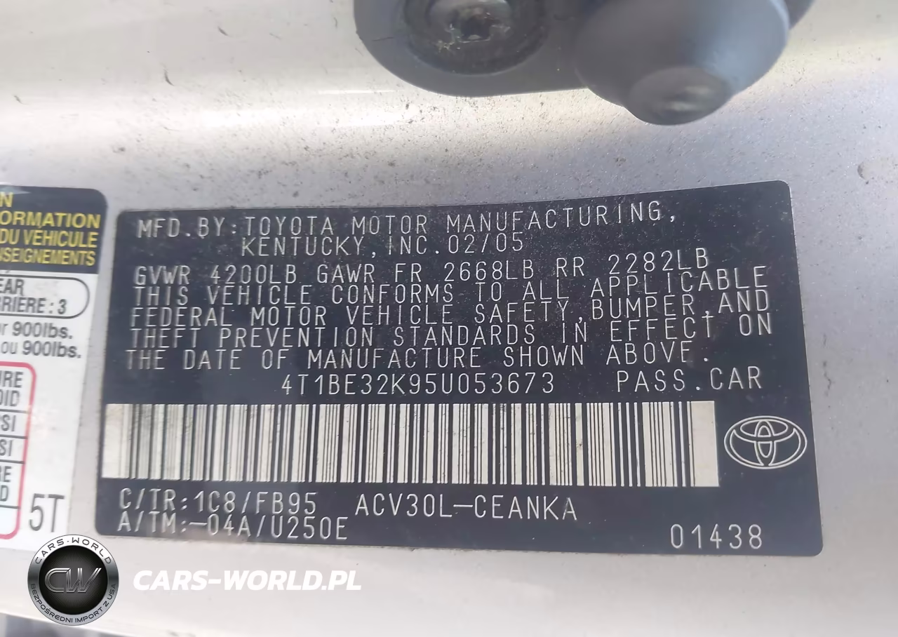 2005 Toyota Camry Std VIN:4T1BE32K95U053673 - 9