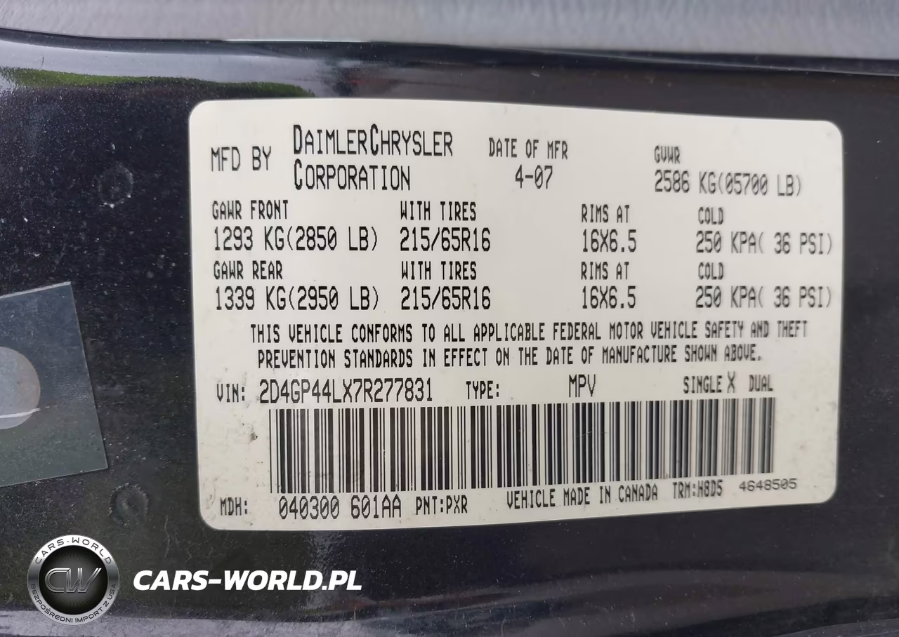 2007 Dodge Grand Caravan Sxt VIN:2D4GP44LX7R277831 - 9