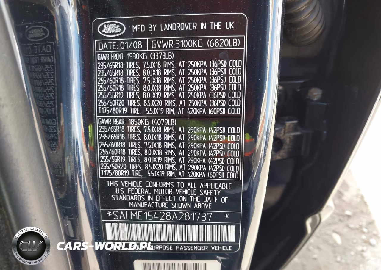 2008 Land Rover Range Rover Hse VIN:SALME15428A281737 - 9