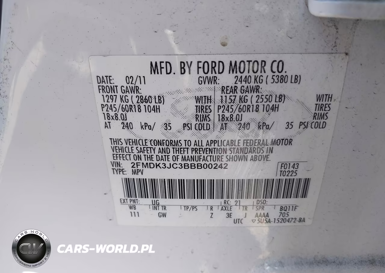2011 Ford Edge Sel VIN:2FMDK3JC3BBB00242 - 9