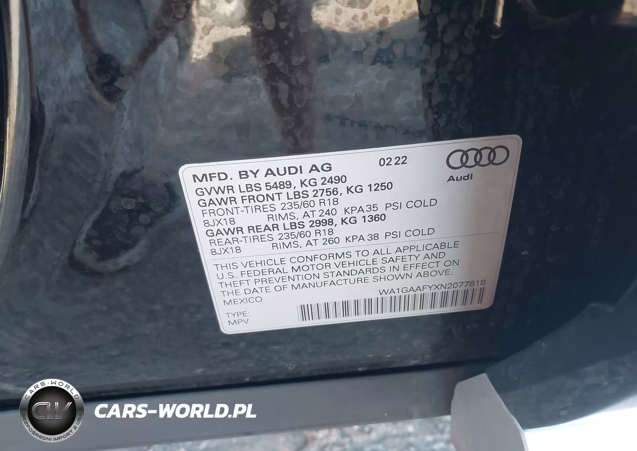 2022 Audi Q5 Premium 45 Tfsi S Line Quattro S Tronic VIN:WA1GAAFYXN2077818 - 9