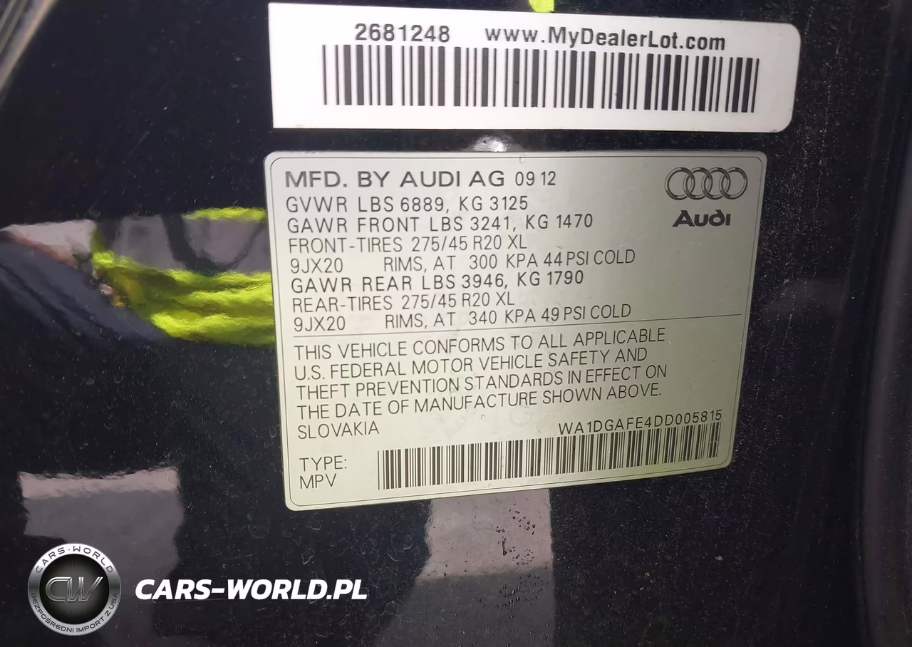 2013 Audi Q7 3.0T S Line Prestige VIN:WA1DGAFE4DD005815 - 9