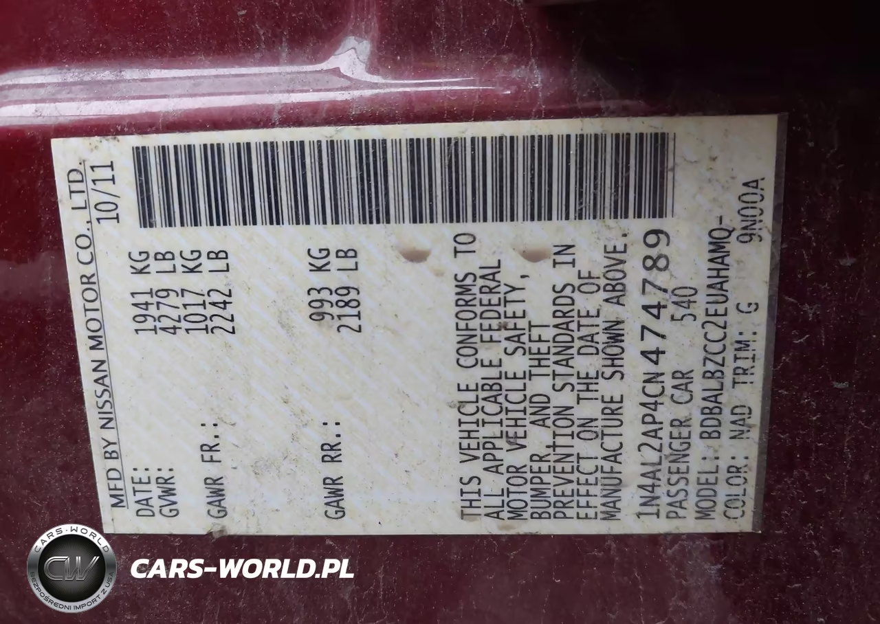 2012 Nissan Altima 2.5 S VIN:1N4AL2AP4CN474789 - 9