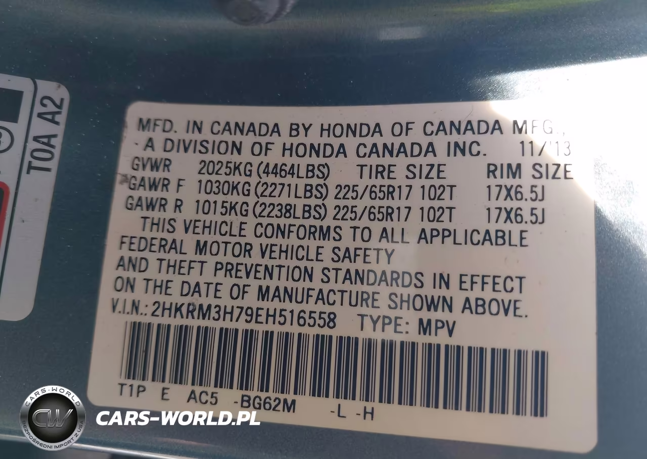 2014 Honda Cr-V Ex-L VIN:2HKRM3H79EH516558 - 9