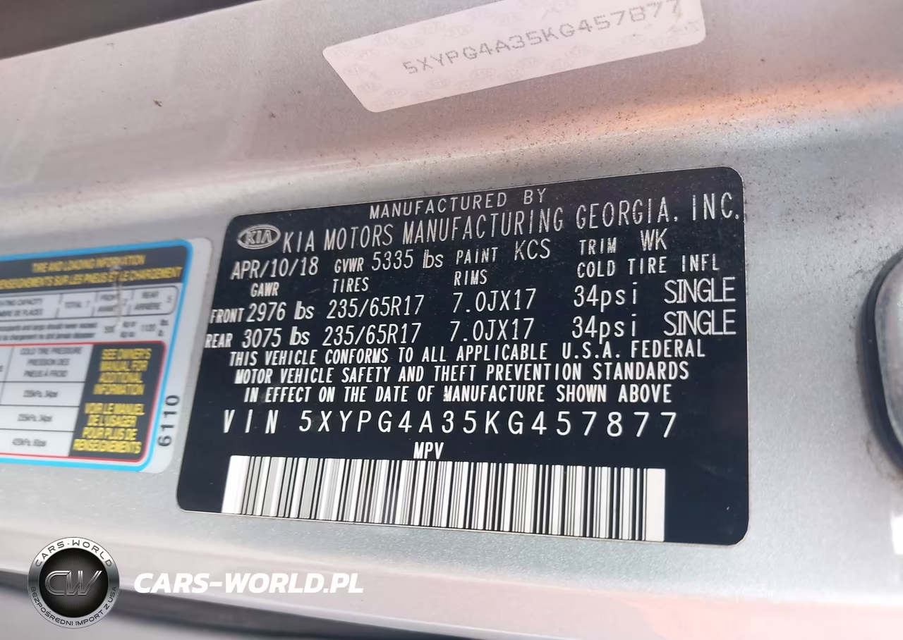 2019 Kia Sorento 2.4L L VIN:5XYPG4A35KG457877 - 9
