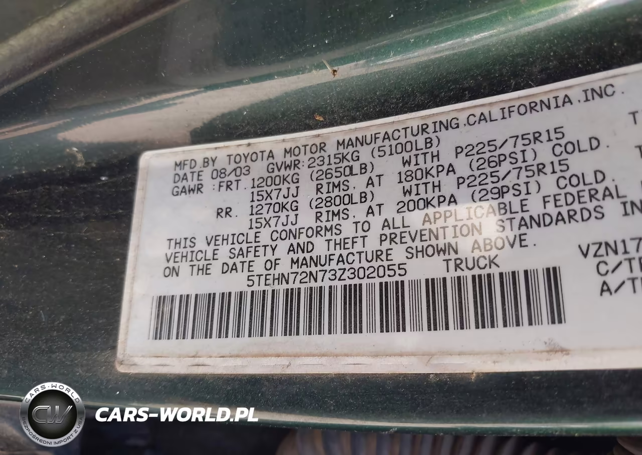 2003 Toyota Tacoma Base V6 VIN:5TEHN72N73Z302055 - 9