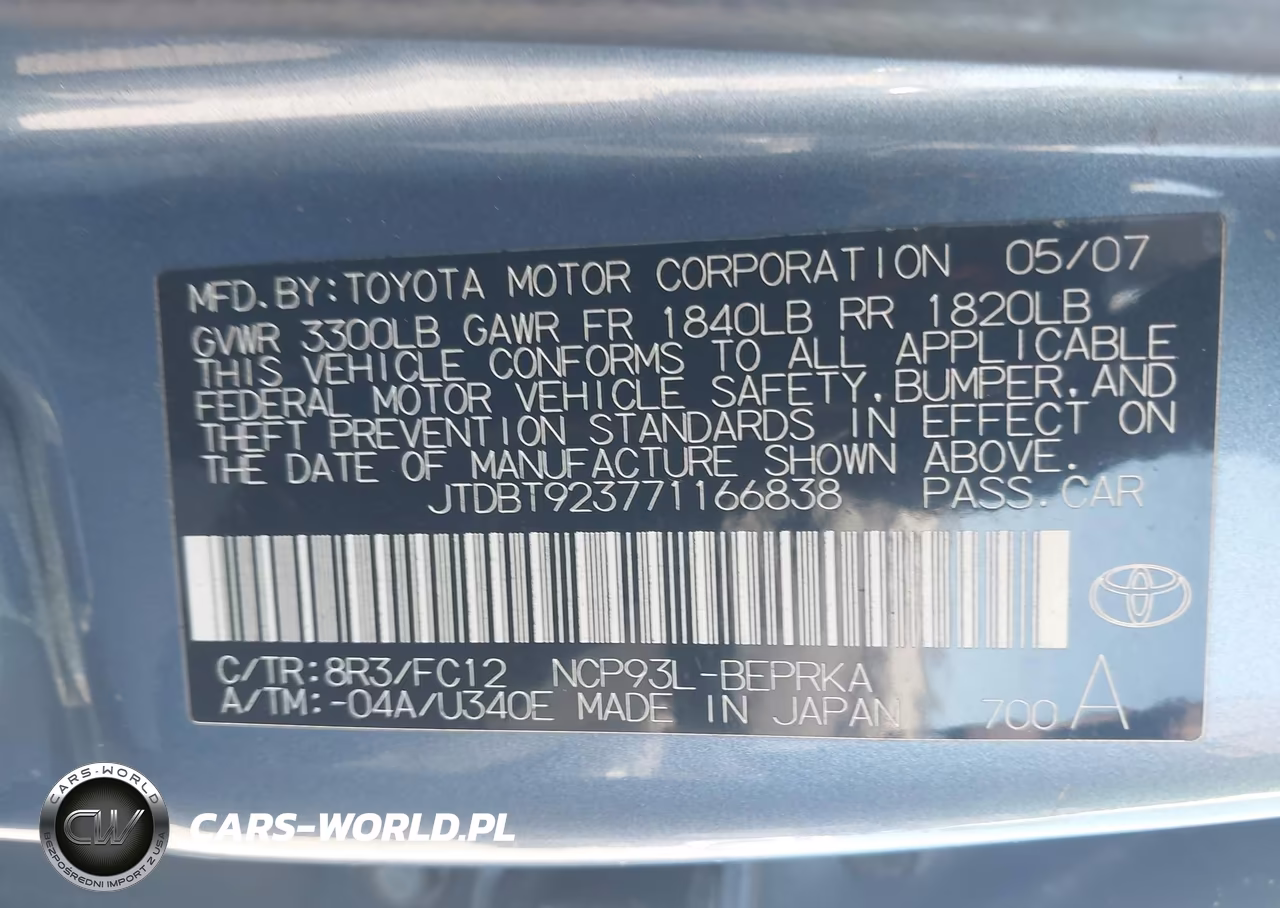 2007 Toyota Yaris VIN:JTDBT923771166838 - 9