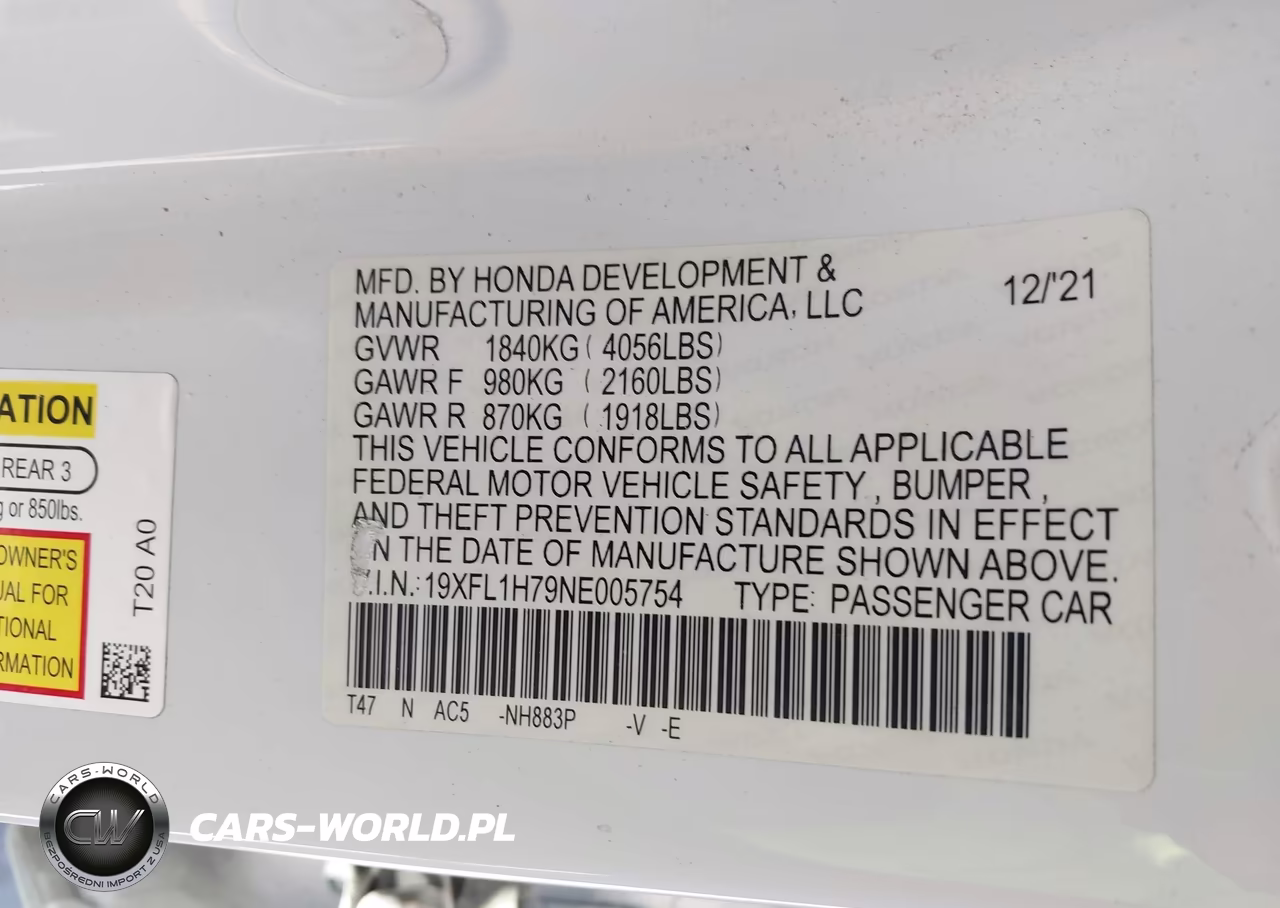 2022 Honda Civic Ex-L VIN:19XFL1H79NE005754 - 9