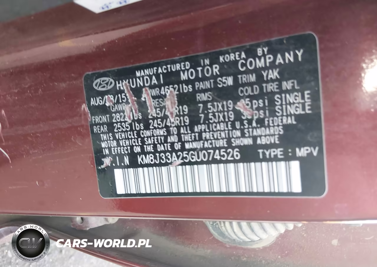 2016 Hyundai Tucson Sport VIN:KM8J33A25GU074526 - 9