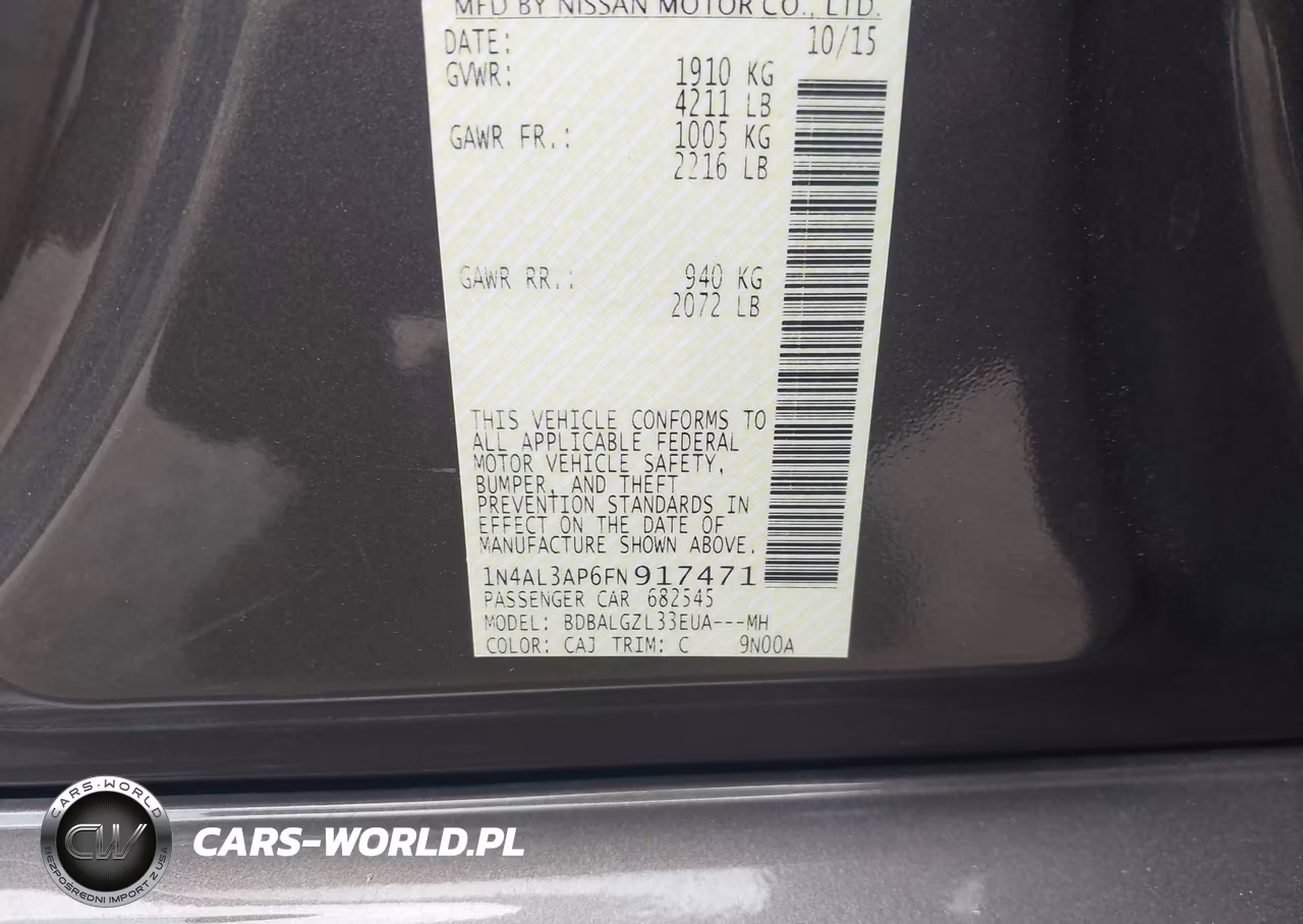2015 Nissan Altima 2.5 S VIN:1N4AL3AP6FN917471 - 9