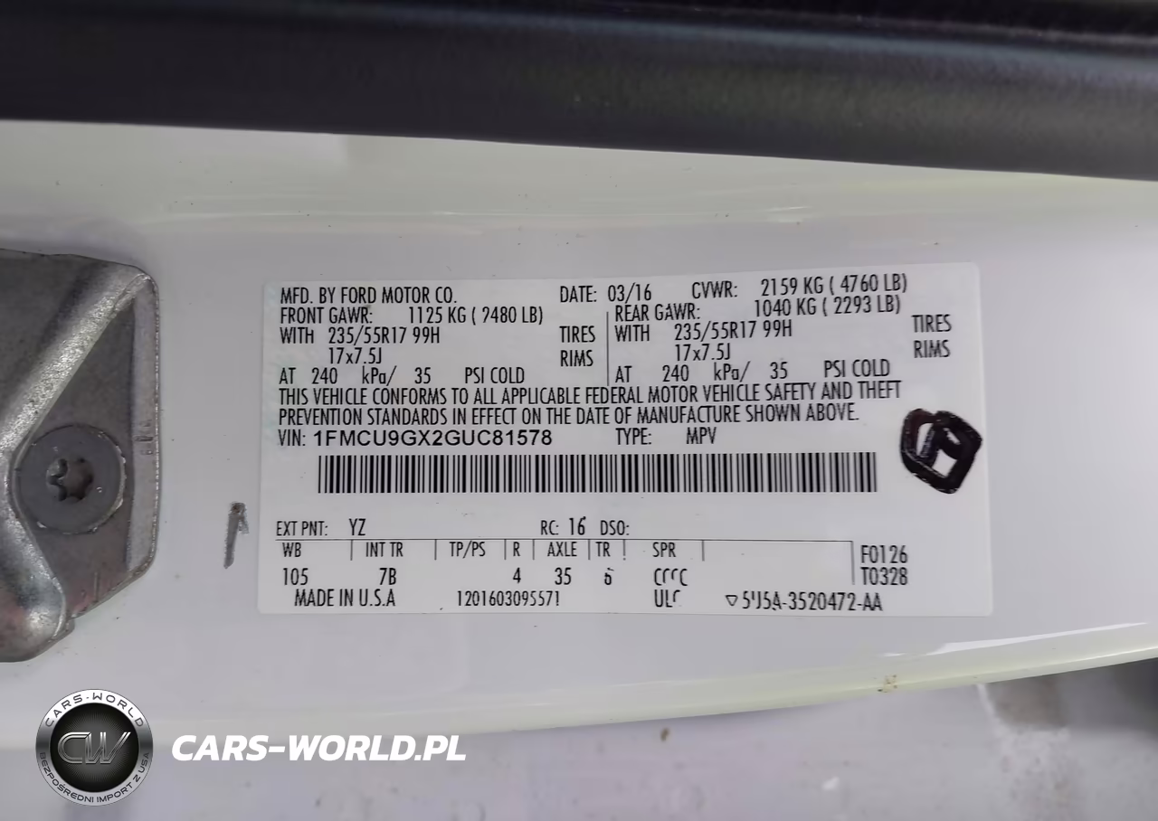 2016 Ford Escape Se VIN:1FMCU9GX2GUC81578 - 9