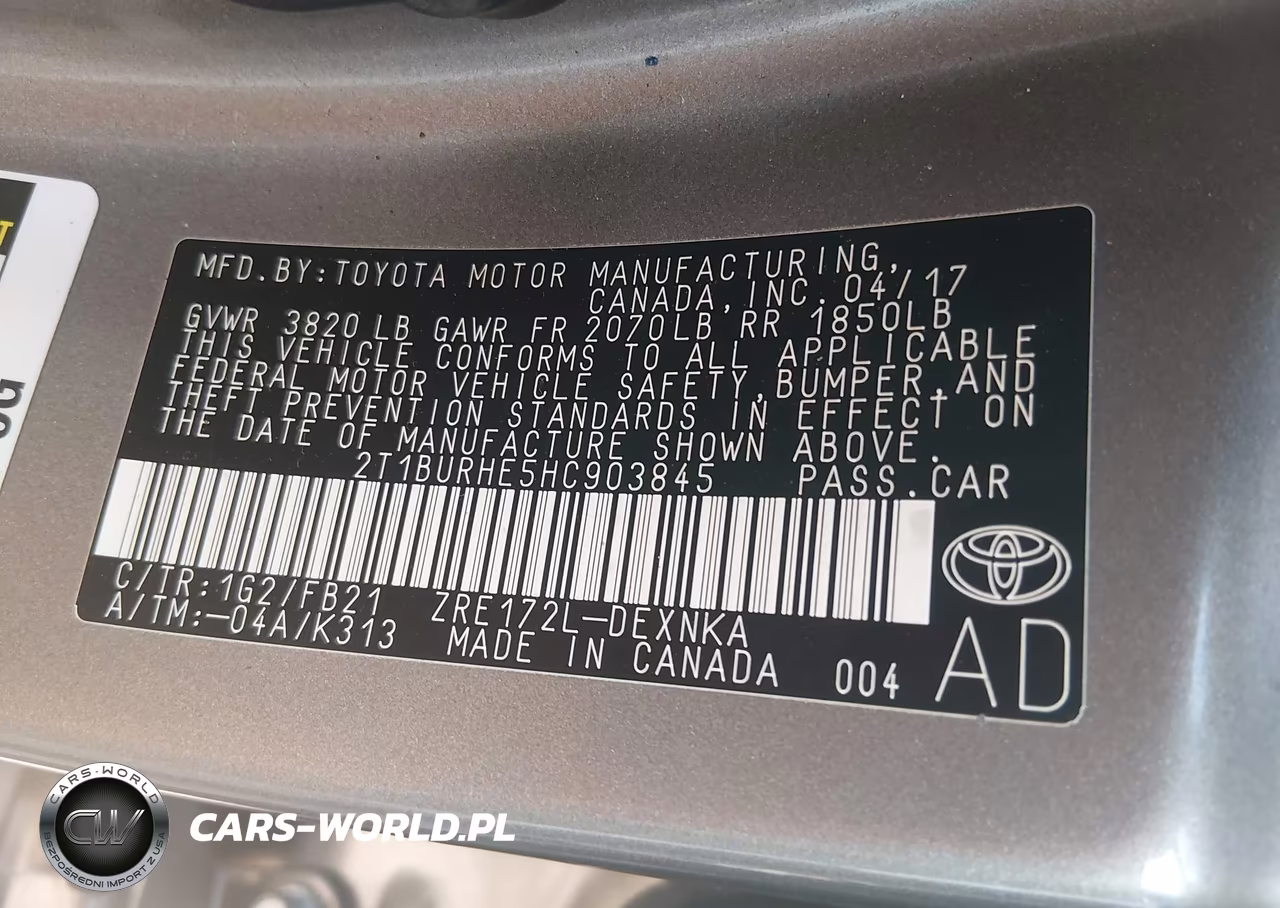 2017 Toyota Corolla Le VIN:2T1BURHE5HC903845 - 9