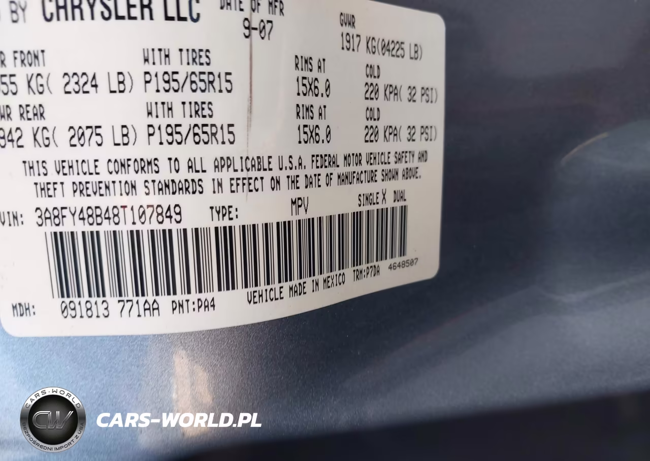 2008 Chrysler Pt Cruiser Lx VIN:3A8FY48B48T107849 - 9