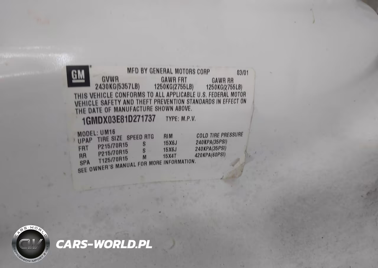 2001 Pontiac Montana M16 W-1Se Pkg. VIN:1GMDX03E81D271737 - 9