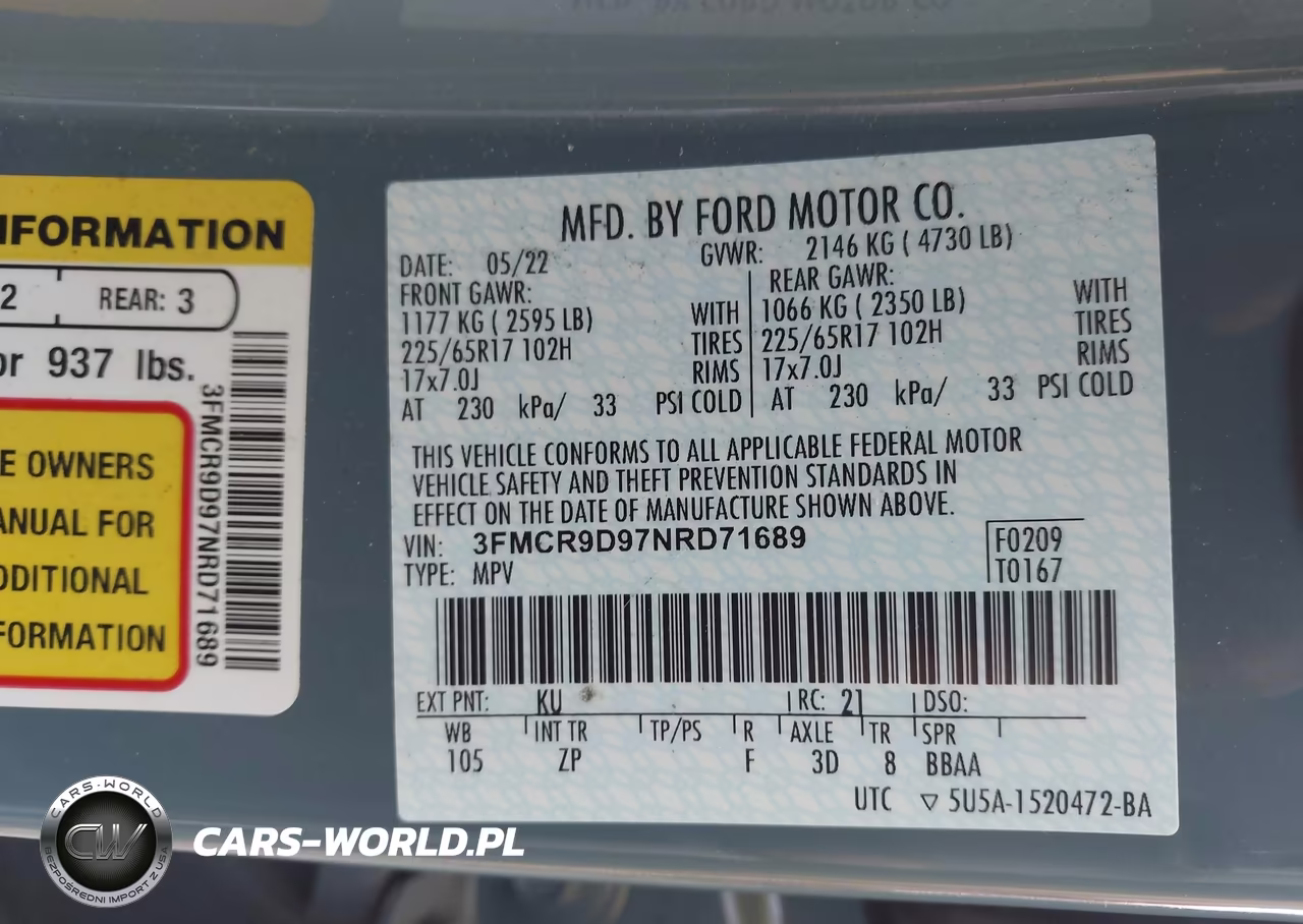2022 Ford Bronco Sport Badlands VIN:3FMCR9D97NRD71689 - 9