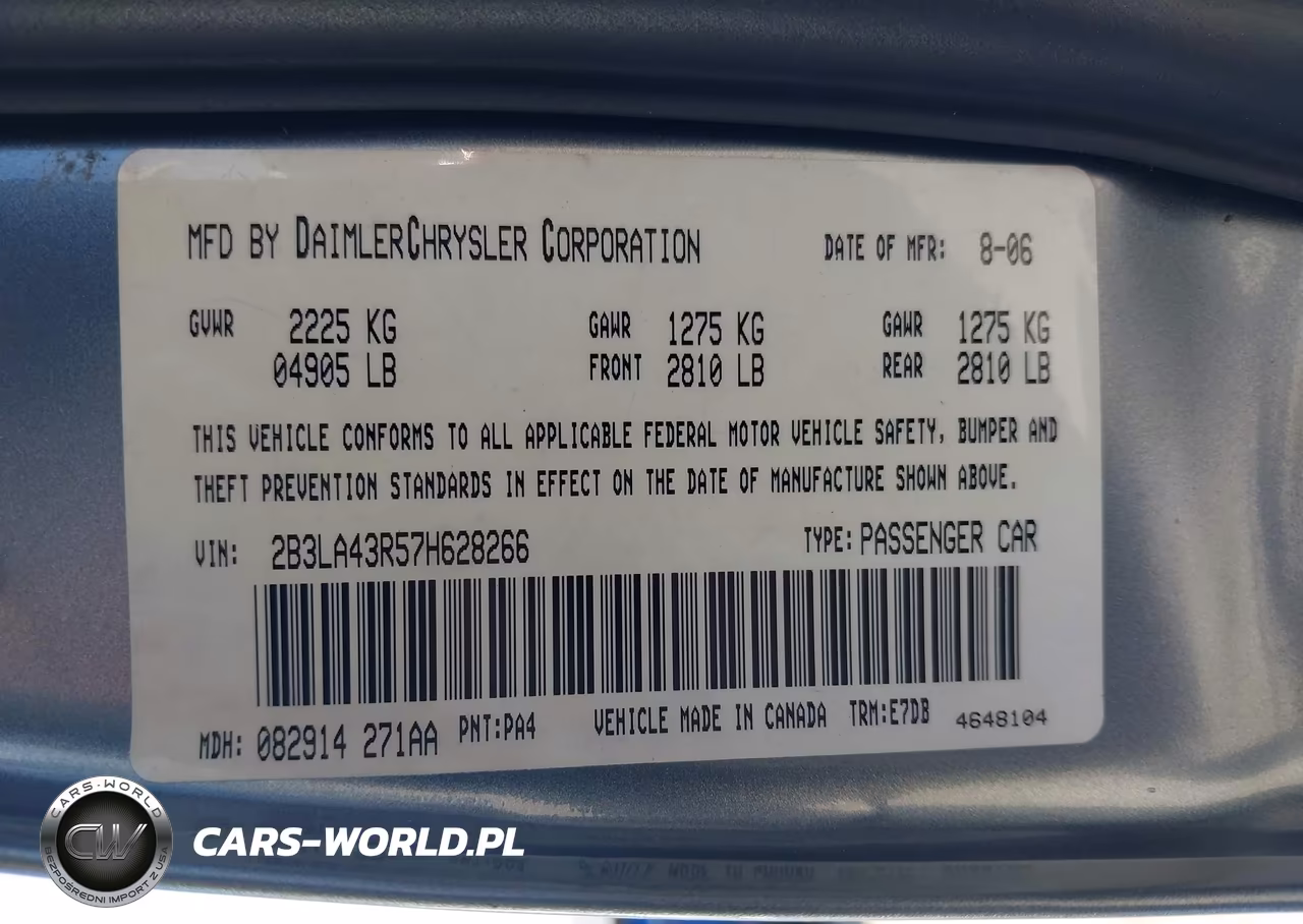2007 Dodge Charger VIN:2B3LA43R57H628266 - 9