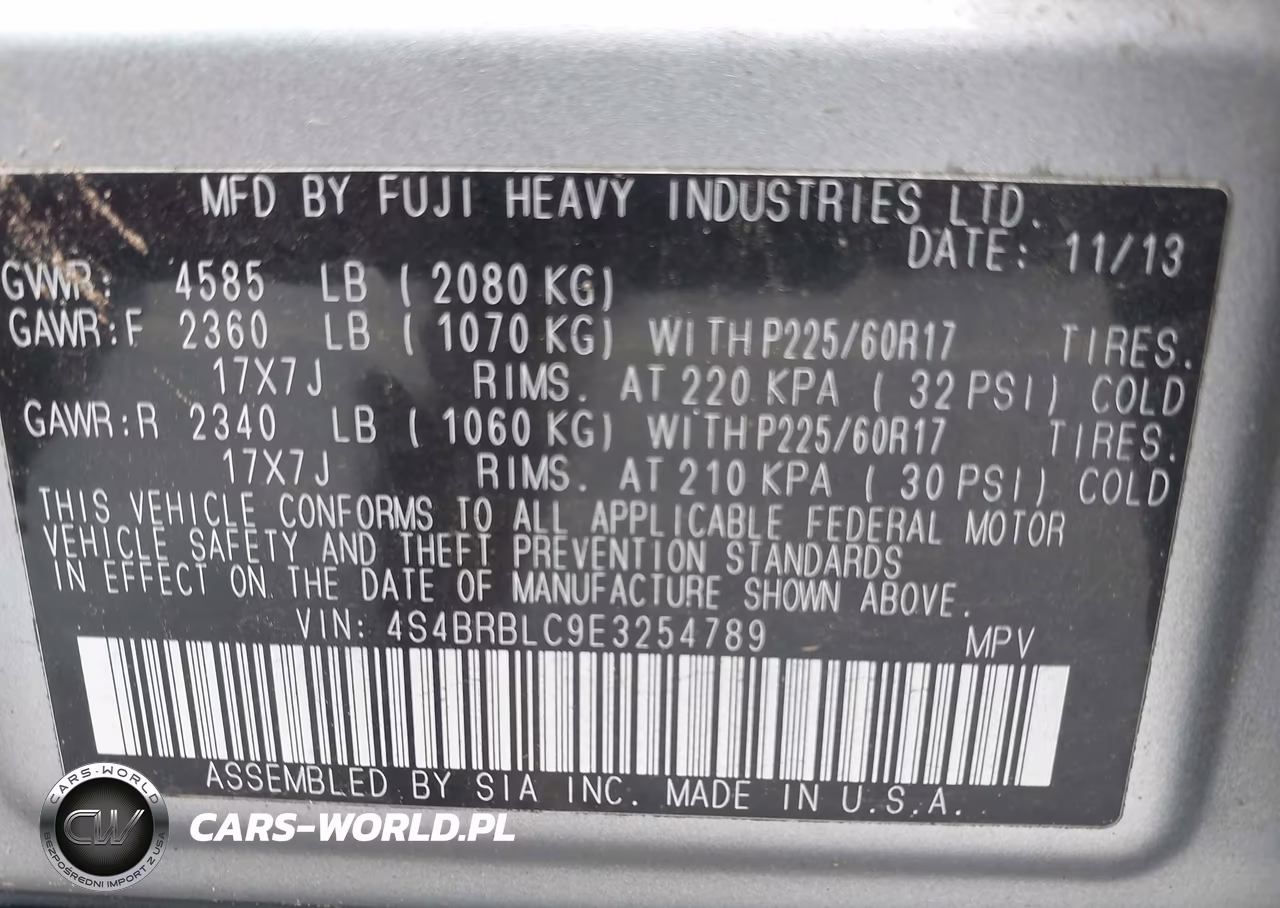2014 Subaru Outback 2.5I Limited VIN:4S4BRBLC9E3254789 - 9