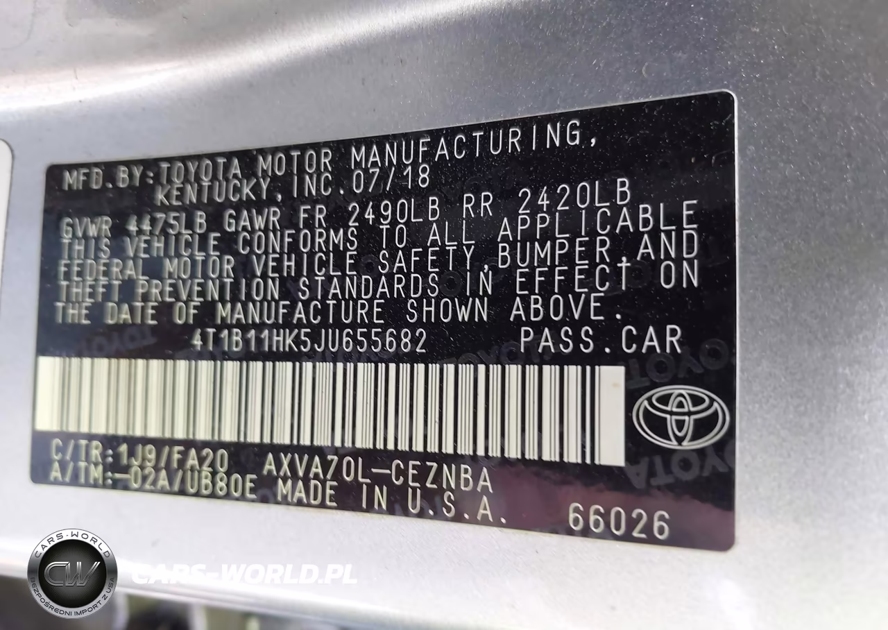 2018 Toyota Camry Le VIN:4T1B11HK5JU655682 - 9