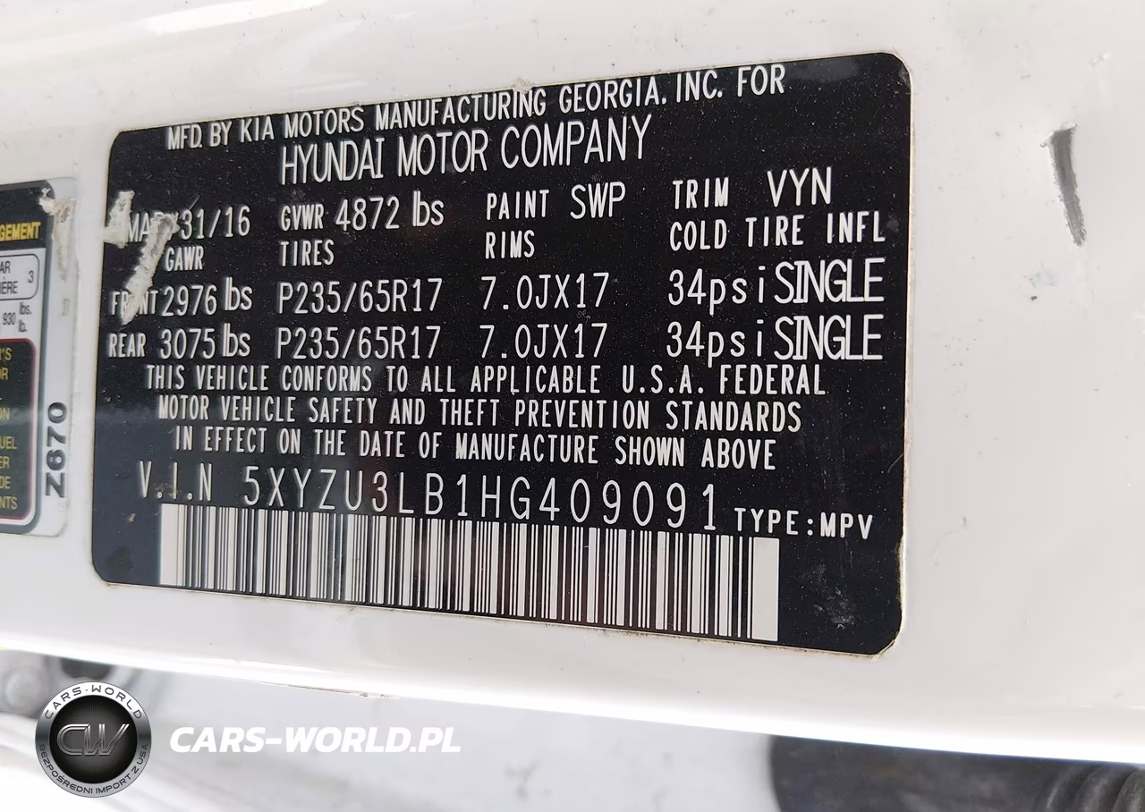 2017 Hyundai Santa Fe Sport 2.4L VIN:5XYZU3LB1HG409091 - 9