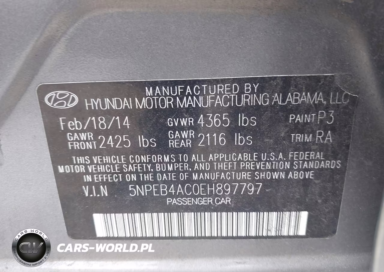 2014 Hyundai Sonata Gls VIN:5NPEB4AC0EH897797 - 9