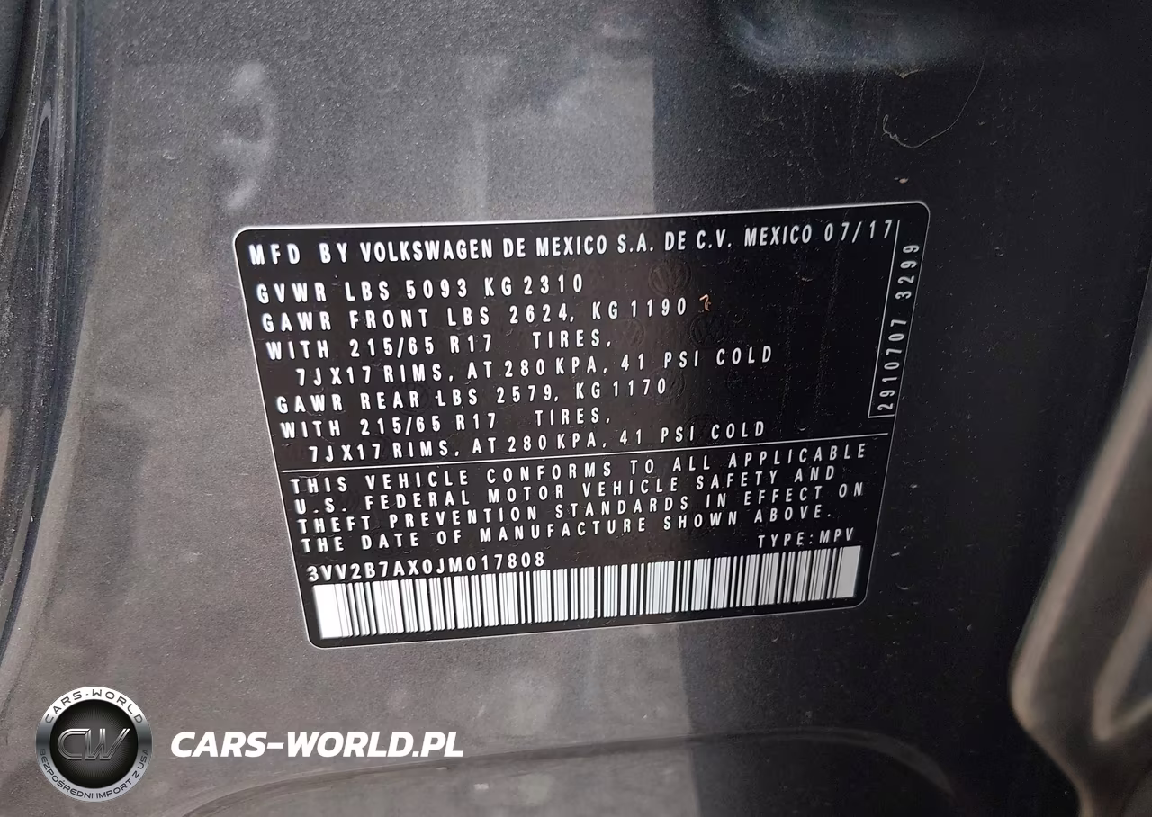 2018 Volkswagen Tiguan 2.0T Se-2.0T Sel VIN:3VV2B7AX0JM017808 - 9