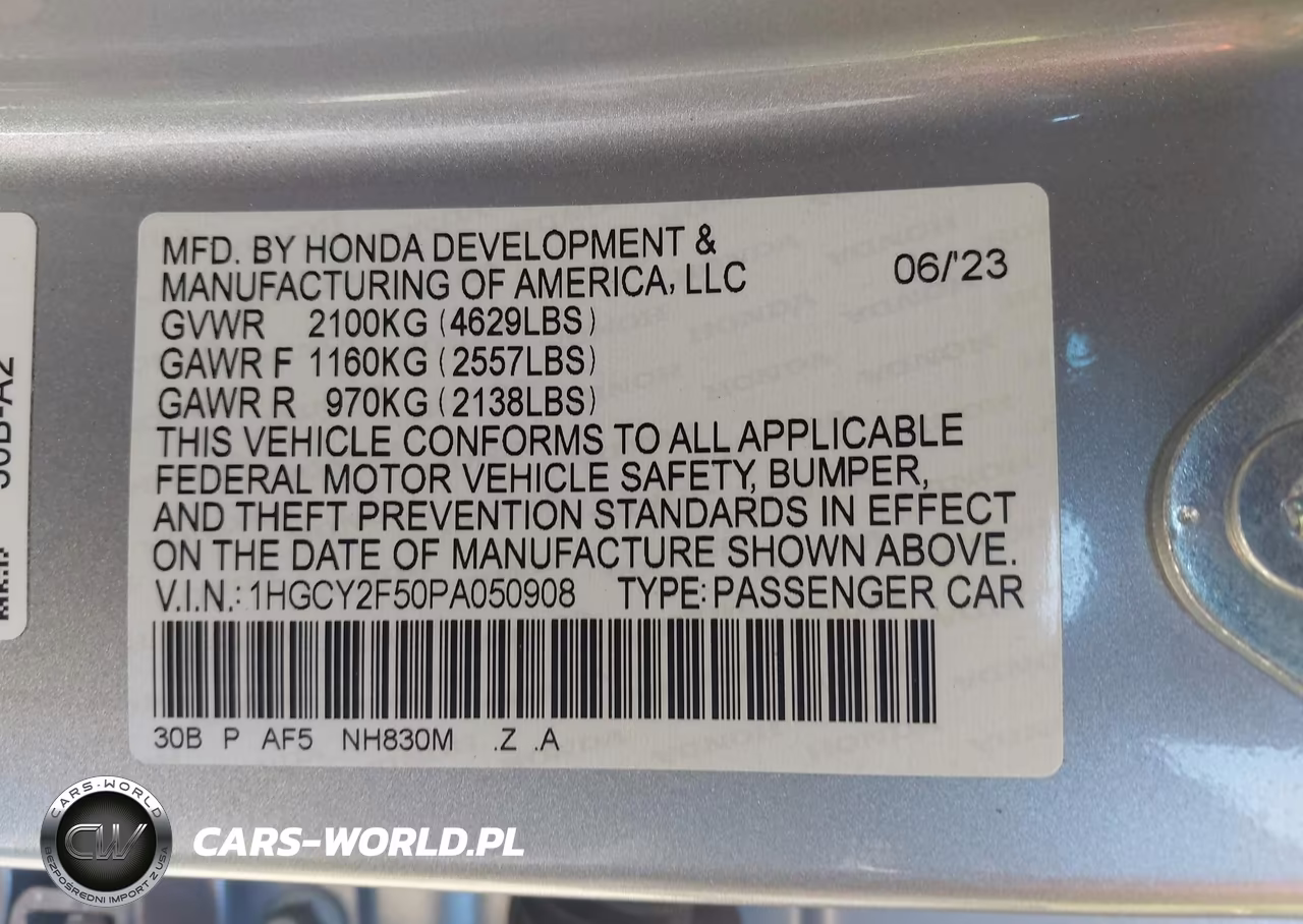 2023 Honda Accord Hybrid Sport VIN:1HGCY2F50PA050908 - 9